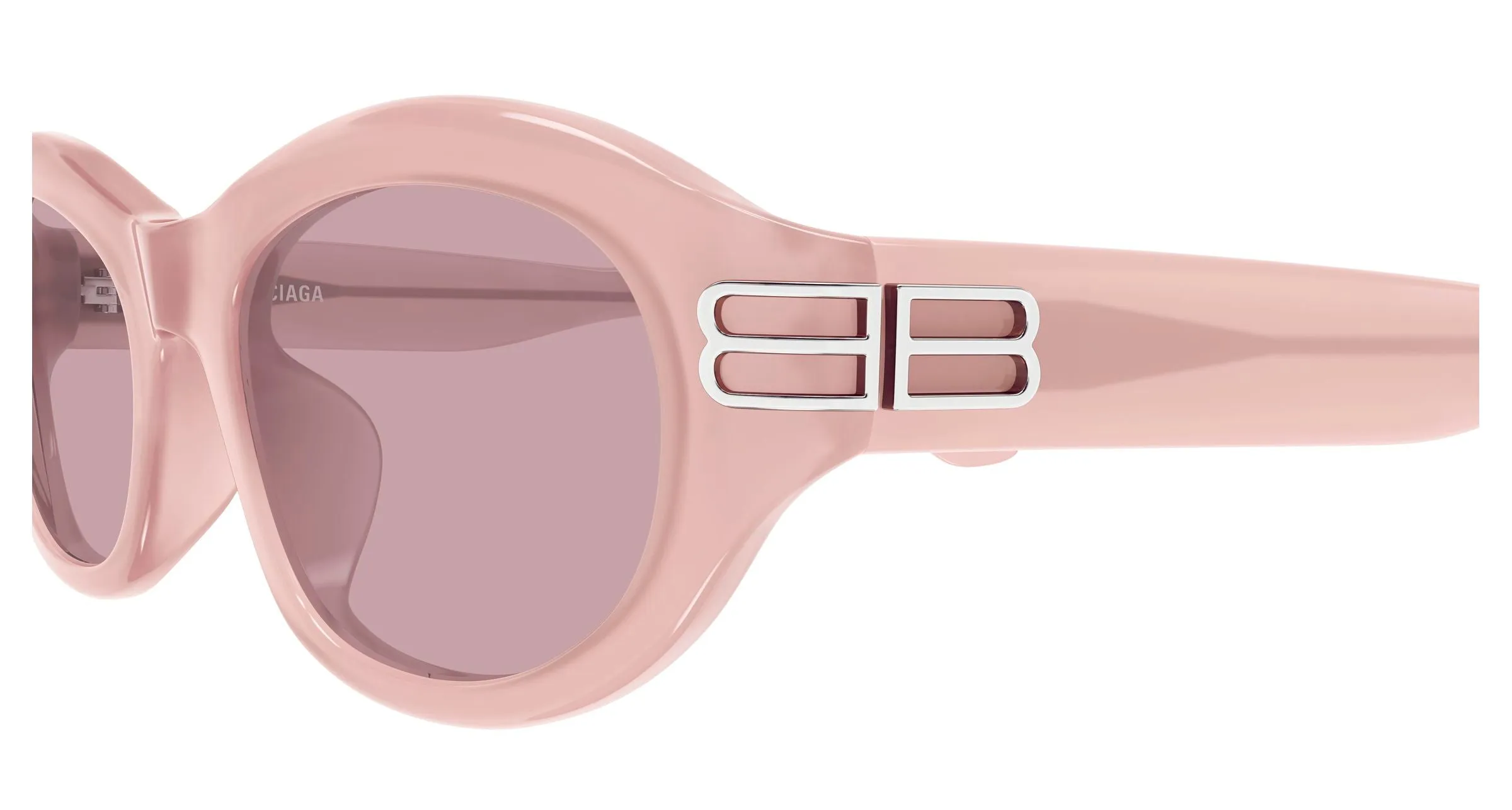 Balenciaga BB0434SK 003 Occhiali da sole Acetato Rosa Viola Rotonda - immagine 3