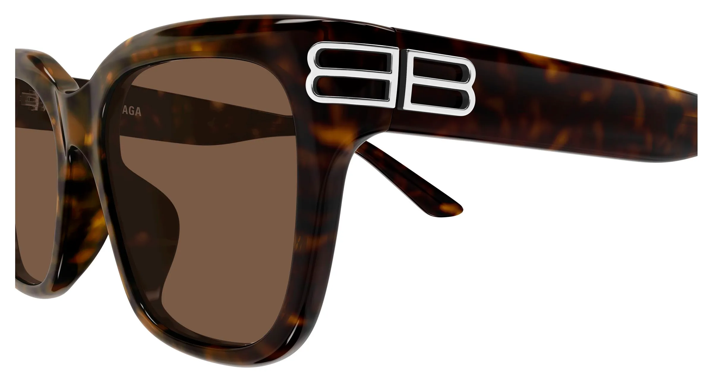 Balenciaga BB0433SK 002 Occhiali da sole Acetato Havana Marrone Squadrata - immagine 3