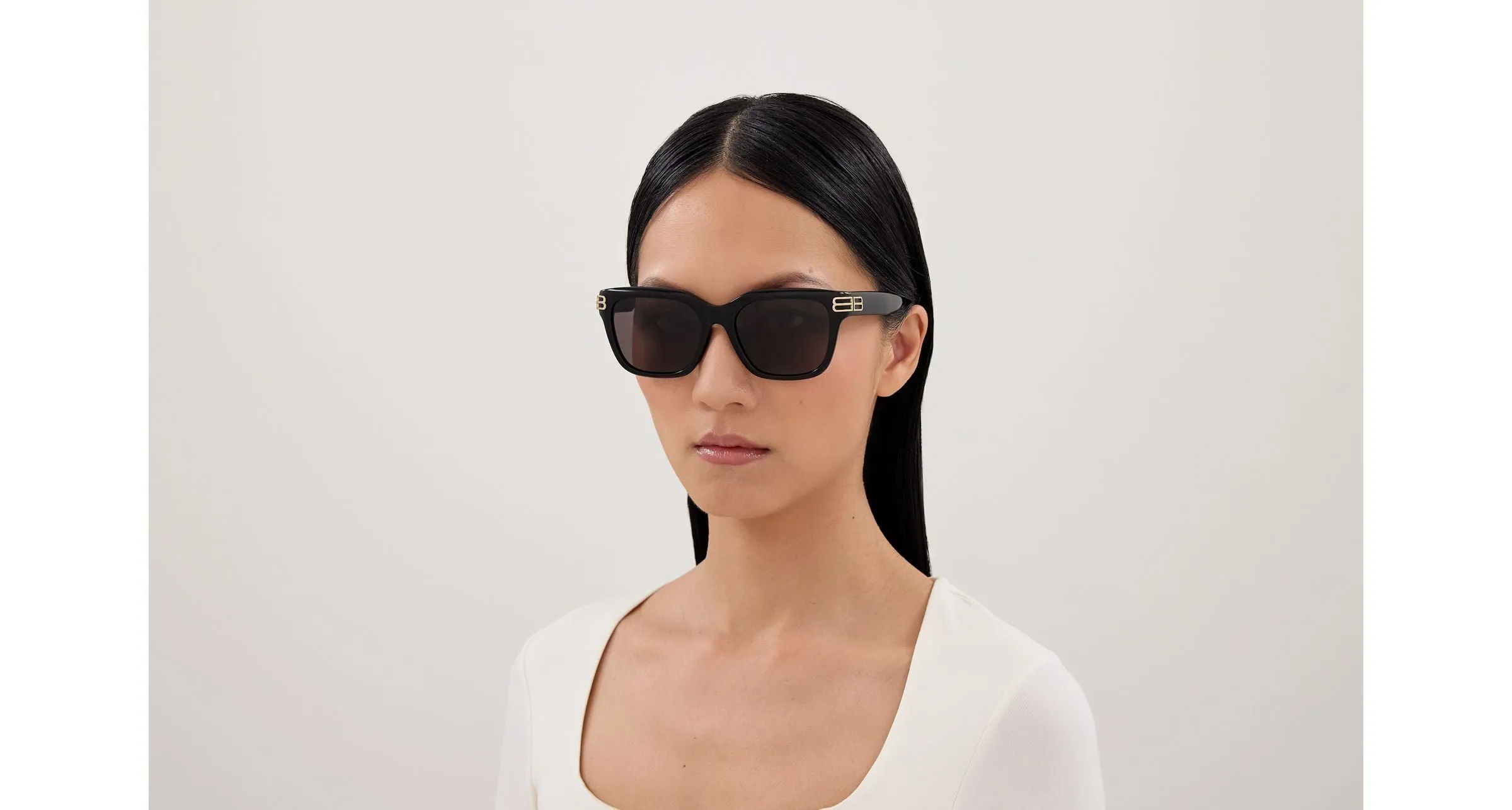 Balenciaga BB0433SK 001 Occhiali da sole Acetato Nero Grigio Squadrata - immagine 4