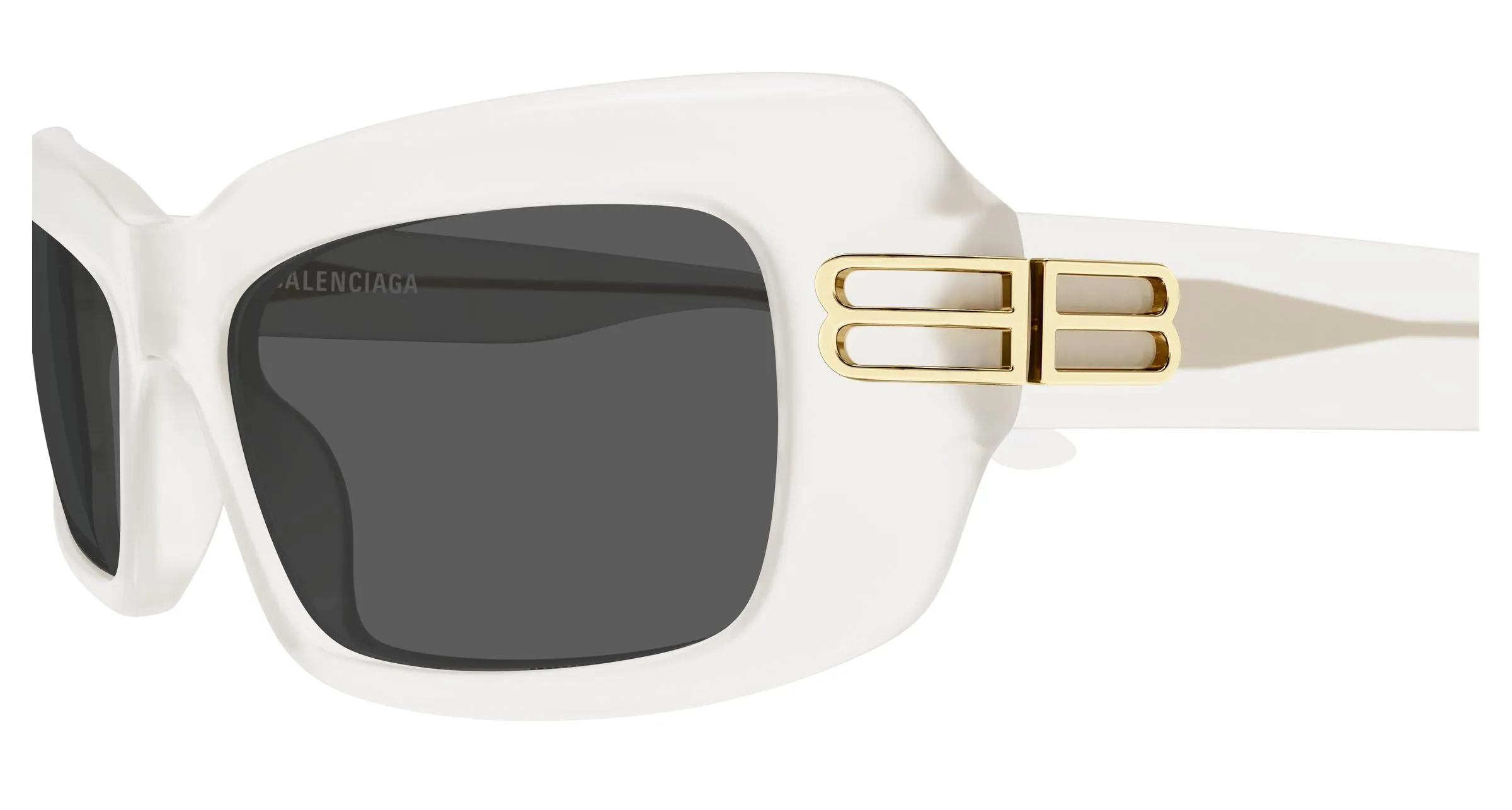 Balenciaga BB0432S 003 Occhiali da sole Acetato Bianco Grigio Squadrata - immagine 3