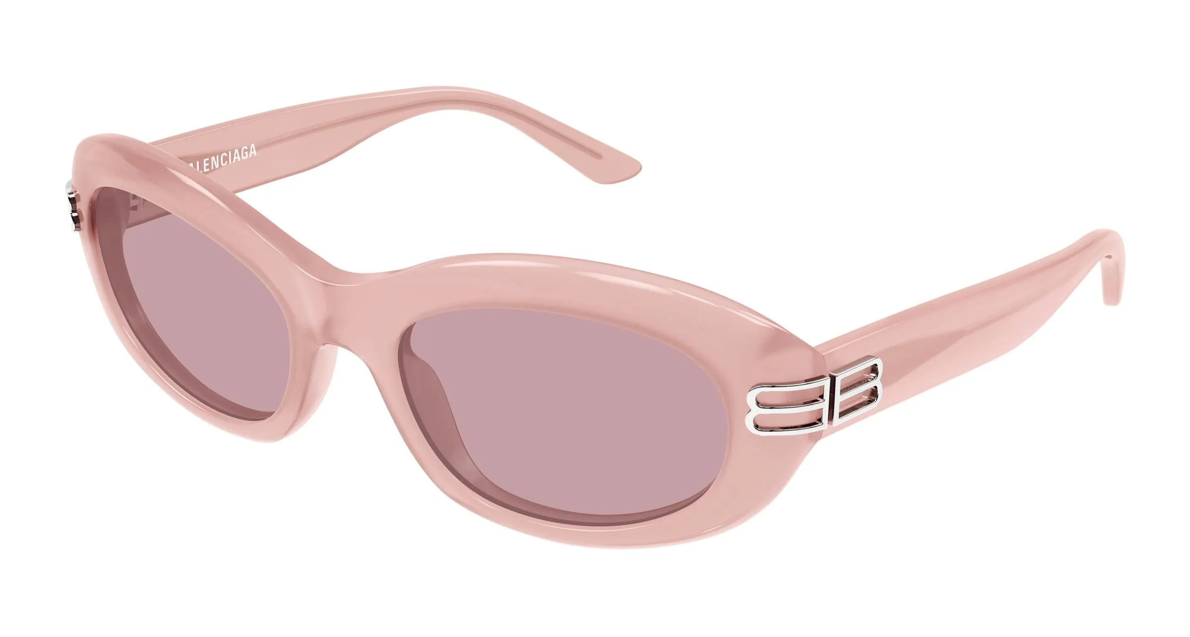 Balenciaga BB0431S 003 Occhiali da sole Acetato Rosa Viola Rotonda - immagine 1