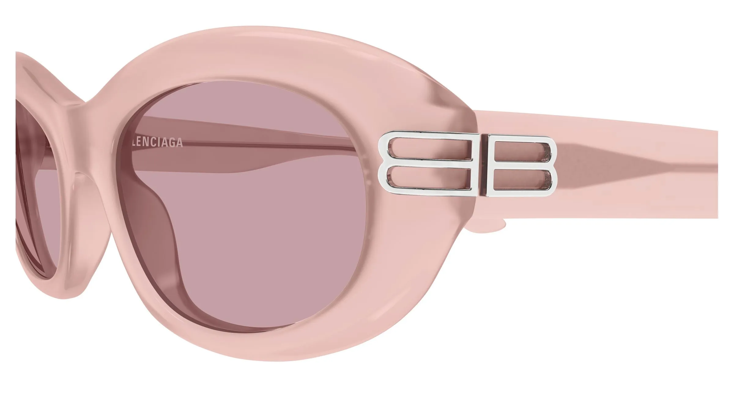 Balenciaga BB0431S 003 Occhiali da sole Acetato Rosa Viola Rotonda - immagine 3