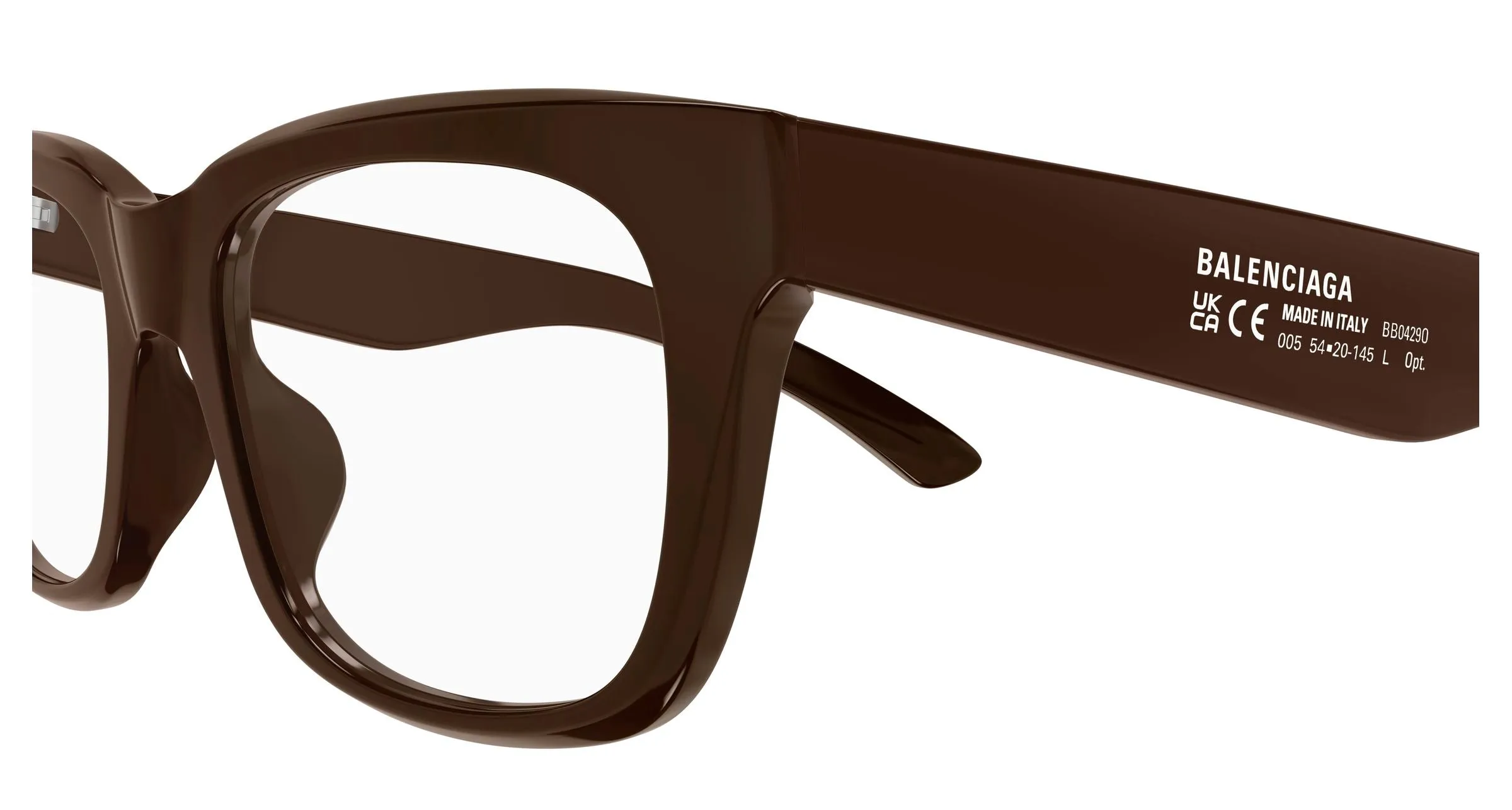 Balenciaga BB0429O 005 Montature da vista Acetato Marrone Trasparente Squadrata - immagine 3