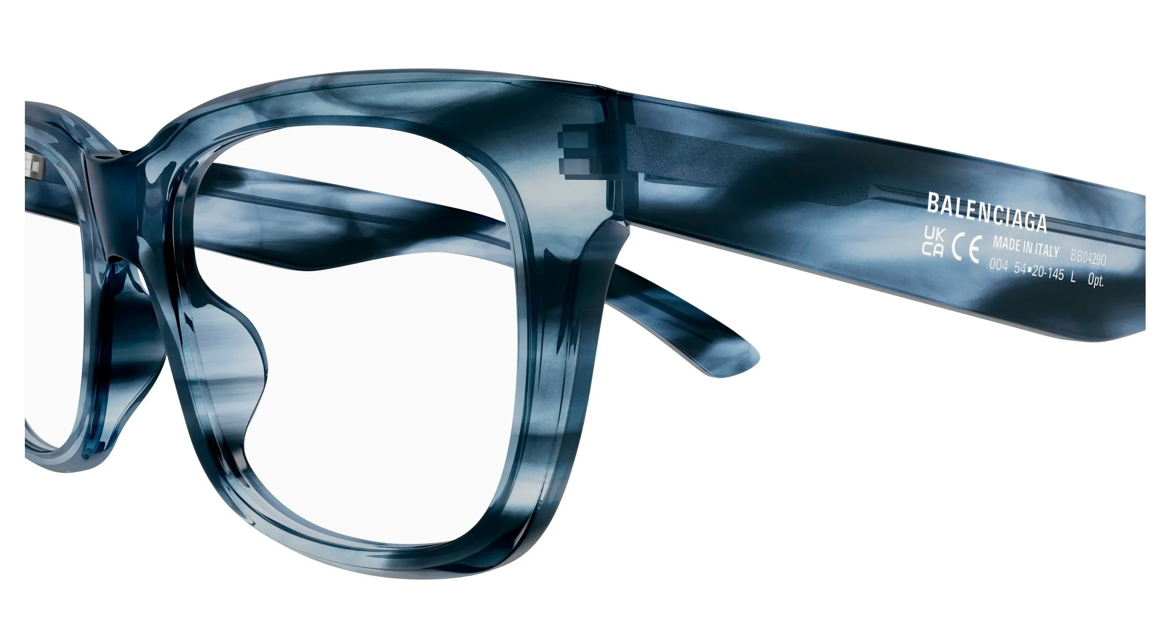 Balenciaga BB0429O 004 Montature da vista Acetato Havana Trasparente Squadrata - immagine 3