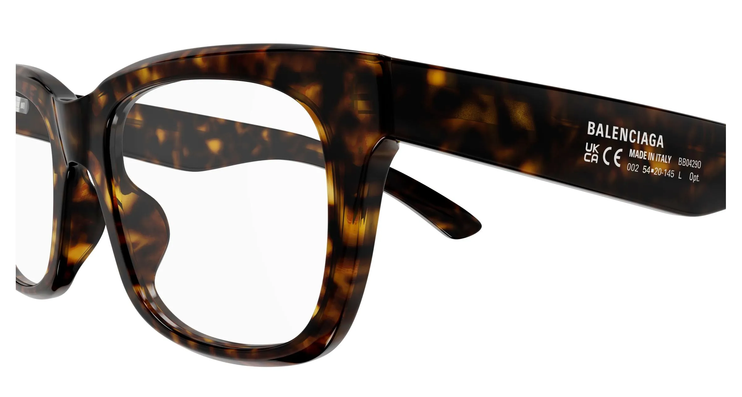 Balenciaga BB0429O 002 Montature da vista Acetato Havana Trasparente Squadrata - immagine 3