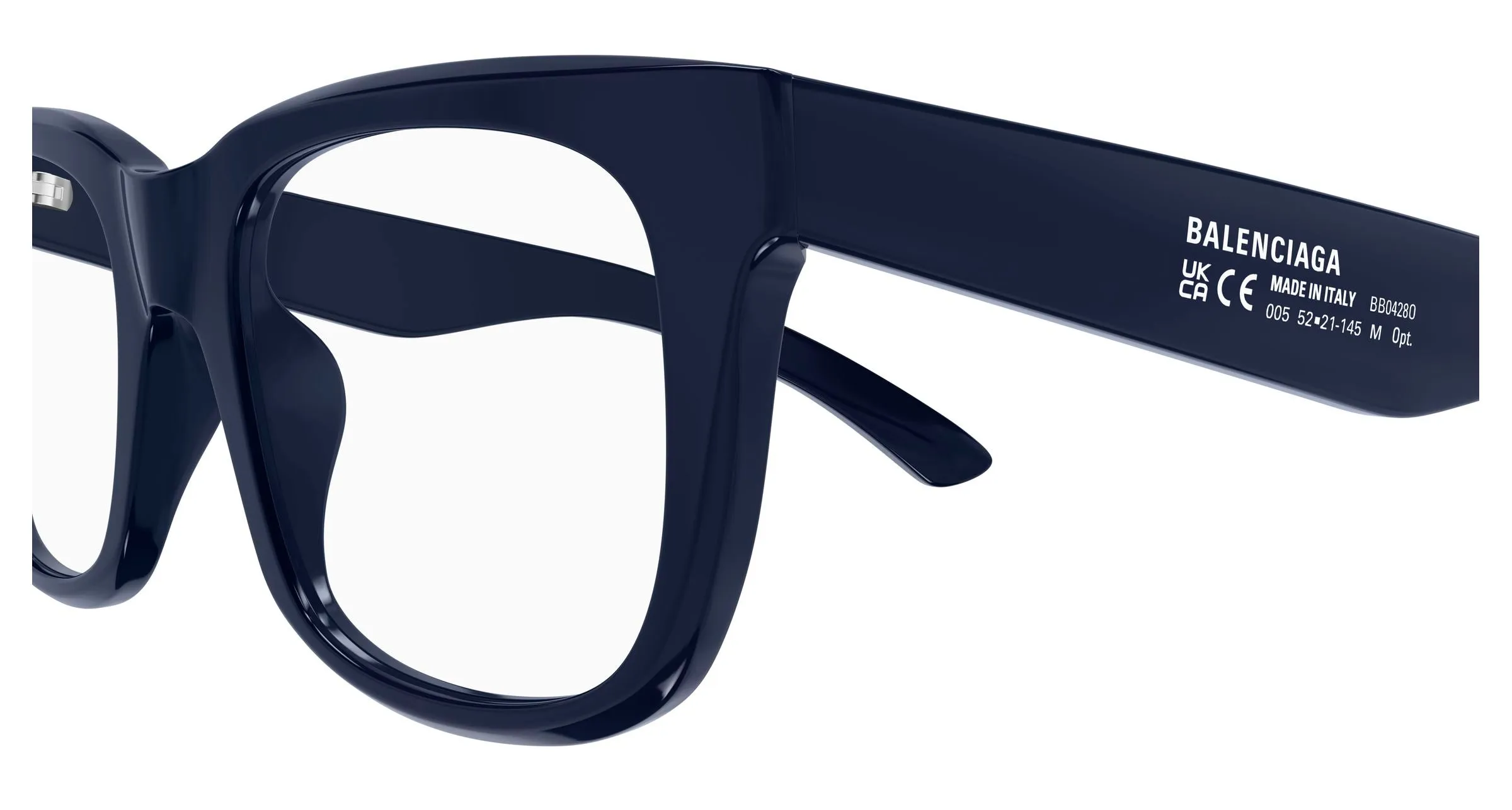 Balenciaga BB0428O 010 Montature da vista Acetato Blu Trasparente Squadrata - immagine 3