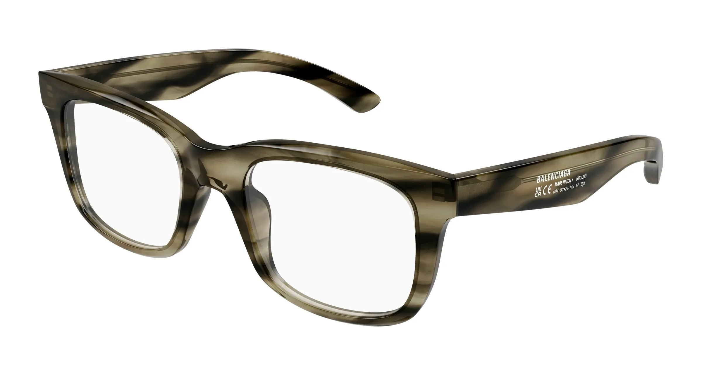 Balenciaga BB0428O 009 Montature da vista Acetato Havana Trasparente Squadrata - immagine 1