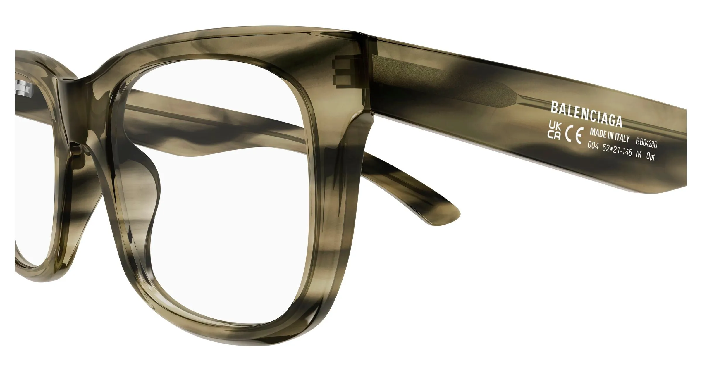 Balenciaga BB0428O 009 Montature da vista Acetato Havana Trasparente Squadrata - immagine 3