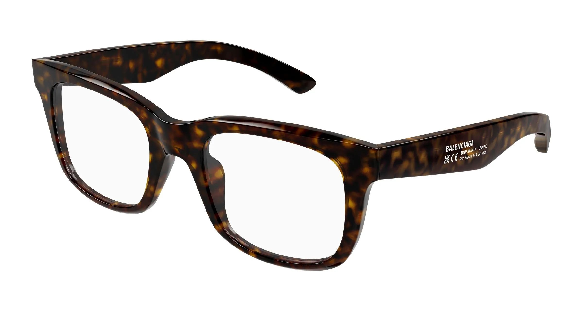 Balenciaga BB0428O 002 Montature da vista Acetato Havana Trasparente Squadrata - immagine 1