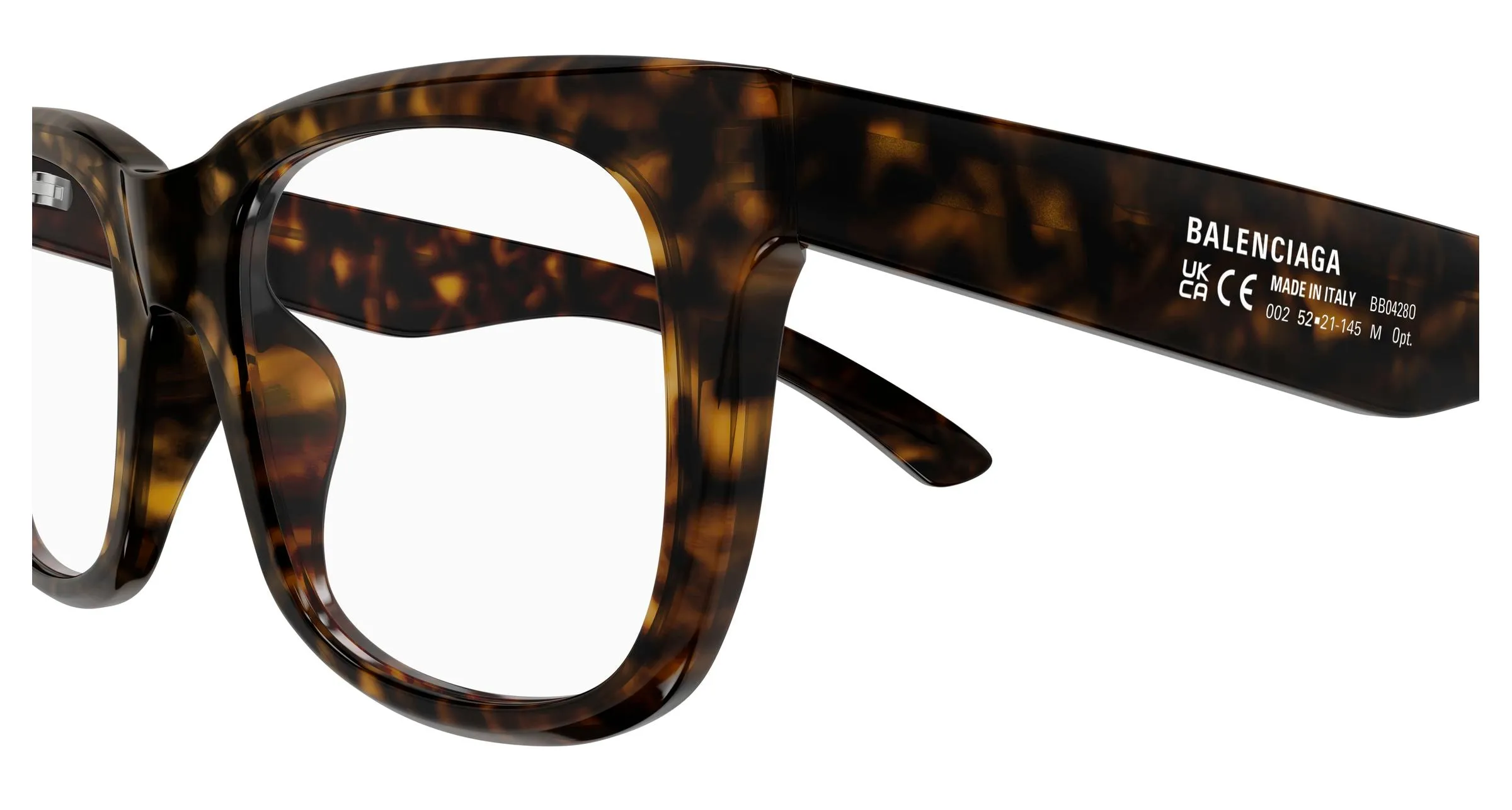 Balenciaga BB0428O 002 Montature da vista Acetato Havana Trasparente Squadrata - immagine 3