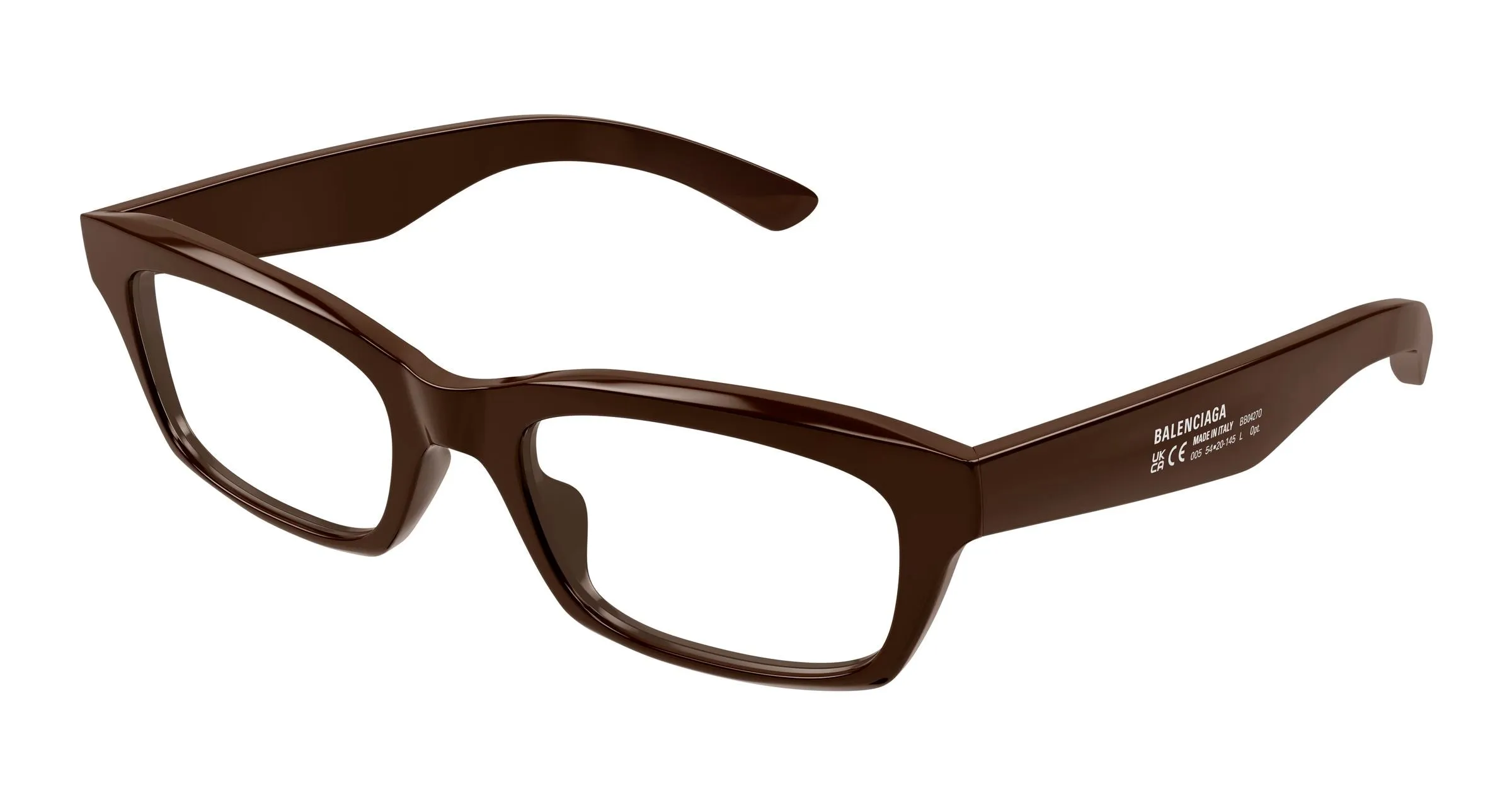 Balenciaga BB0427O 005 Montature da vista Acetato Marrone Trasparente Squadrata - immagine 1
