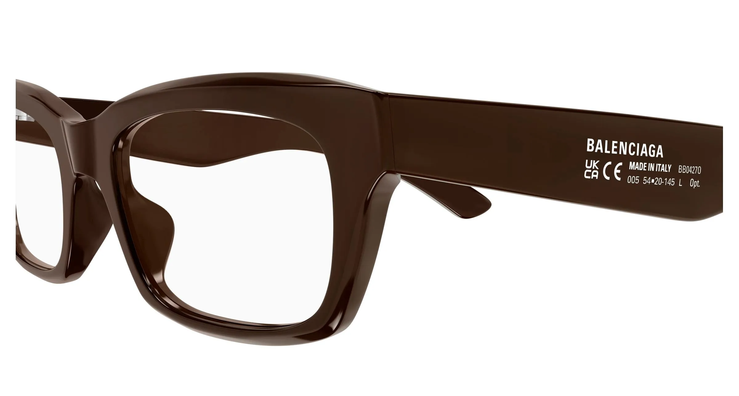 Balenciaga BB0427O 005 Montature da vista Acetato Marrone Trasparente Squadrata - immagine 3