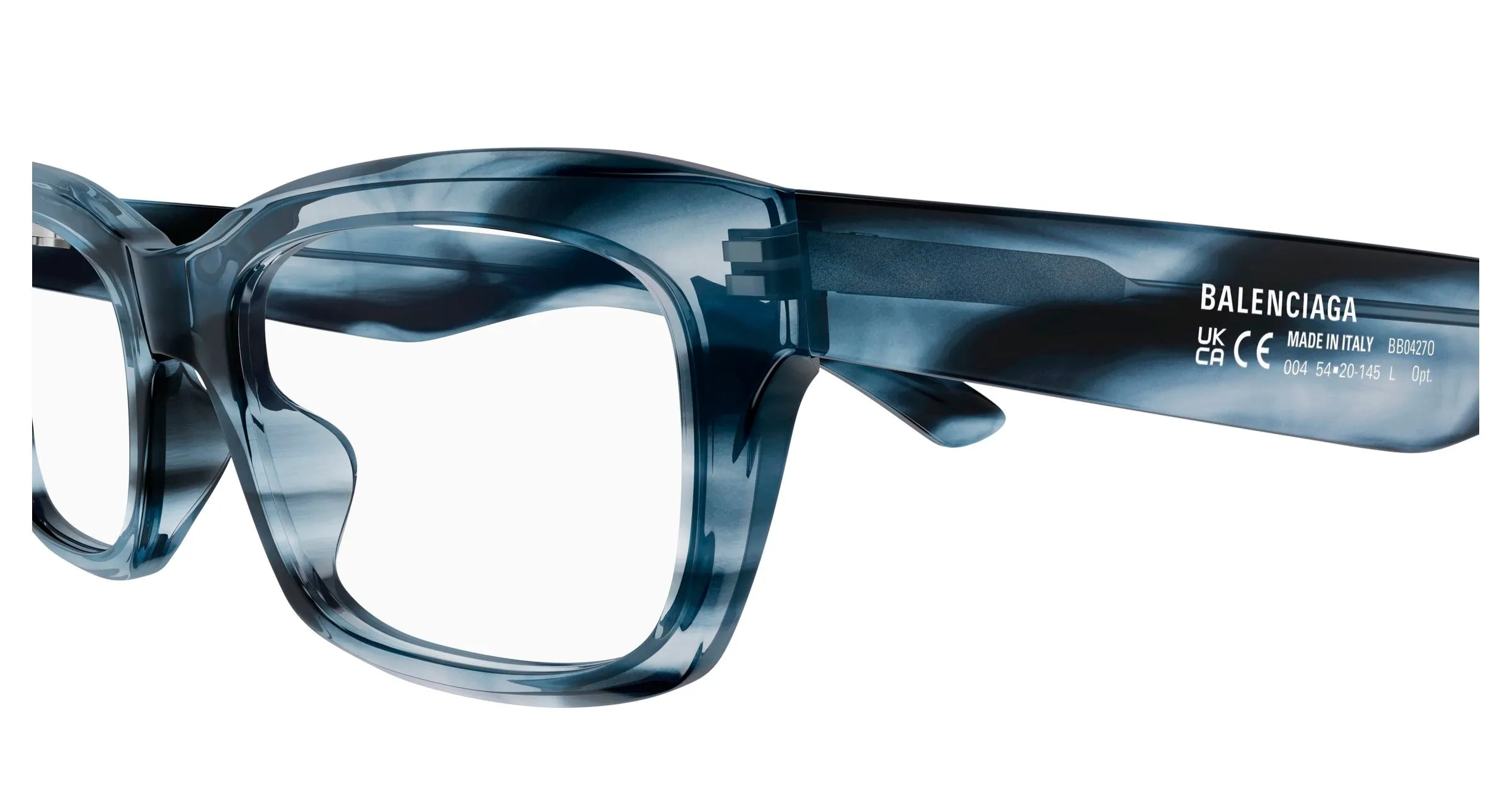 Balenciaga BB0427O 004 Montature da vista Acetato Havana Trasparente Squadrata - immagine 3