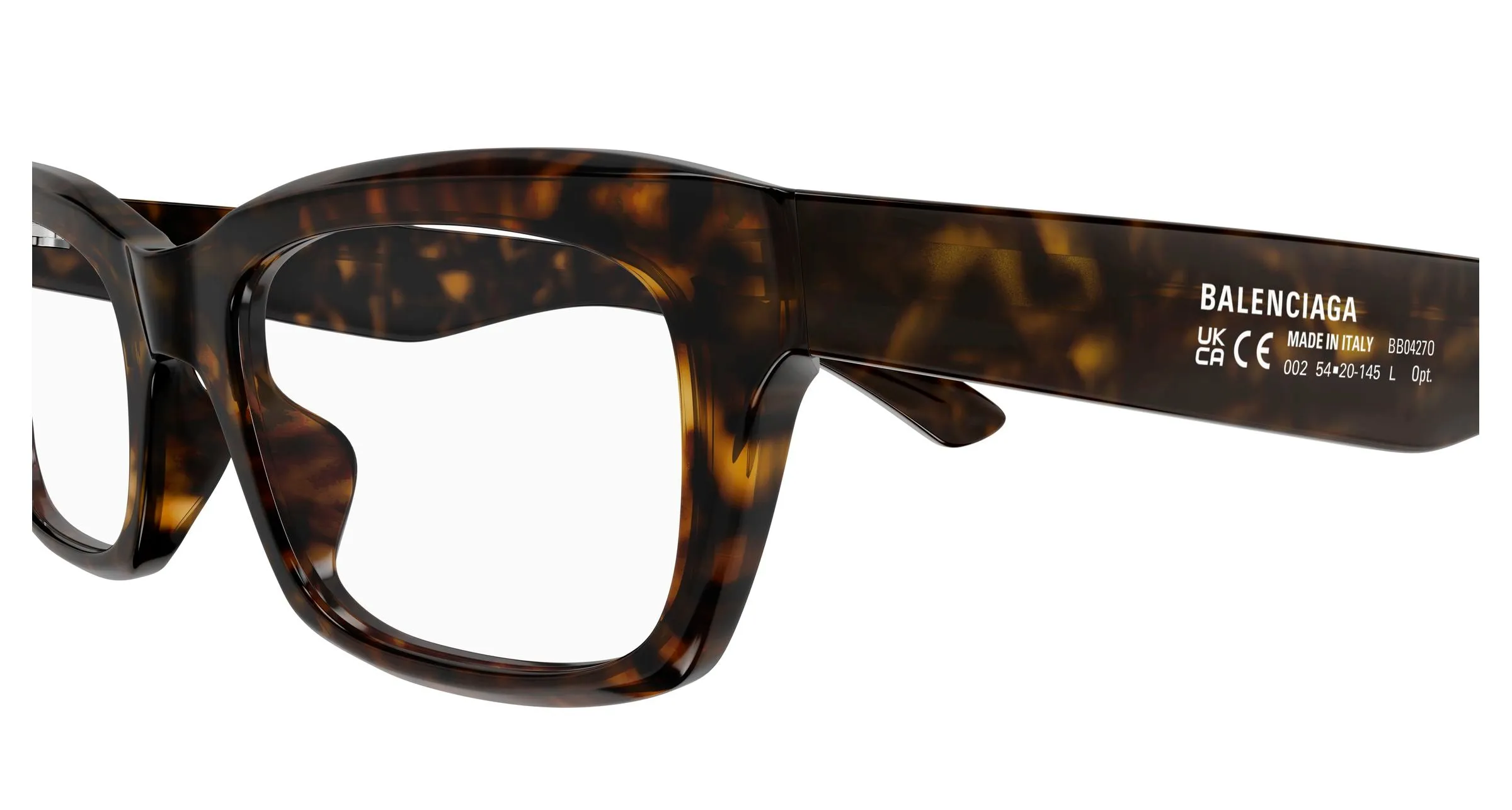 Balenciaga BB0427O 002 Montature da vista Acetato Havana Trasparente Squadrata - immagine 3