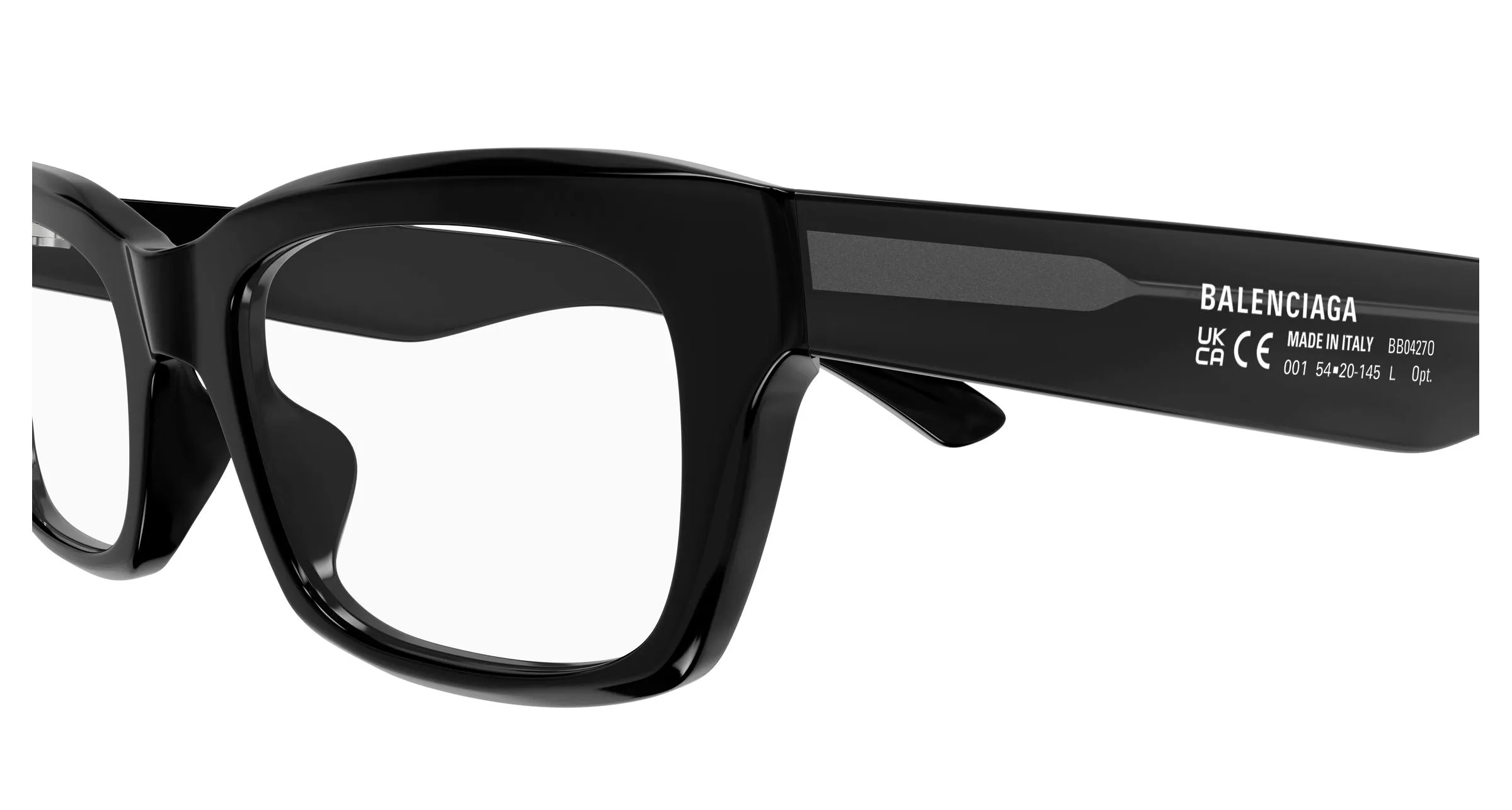 Balenciaga BB0427O 001 Montature da vista Acetato Nero Trasparente Squadrata - immagine 3