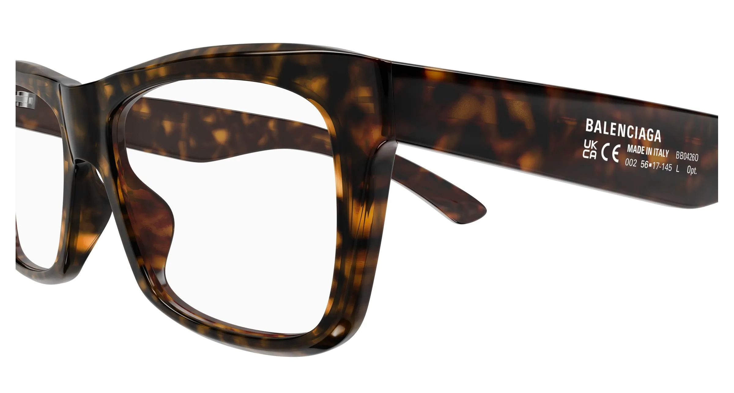 Balenciaga BB0426O 002 Montature da vista Acetato Havana Trasparente Squadrata - immagine 3
