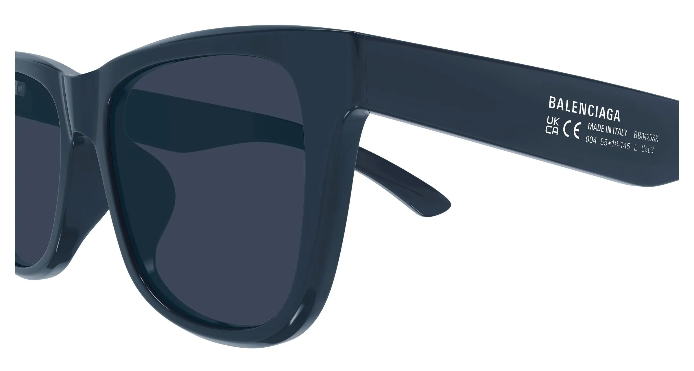 Balenciaga BB0425SK 004 Occhiali da sole Acetato Grigio Blu Squadrata - immagine 3