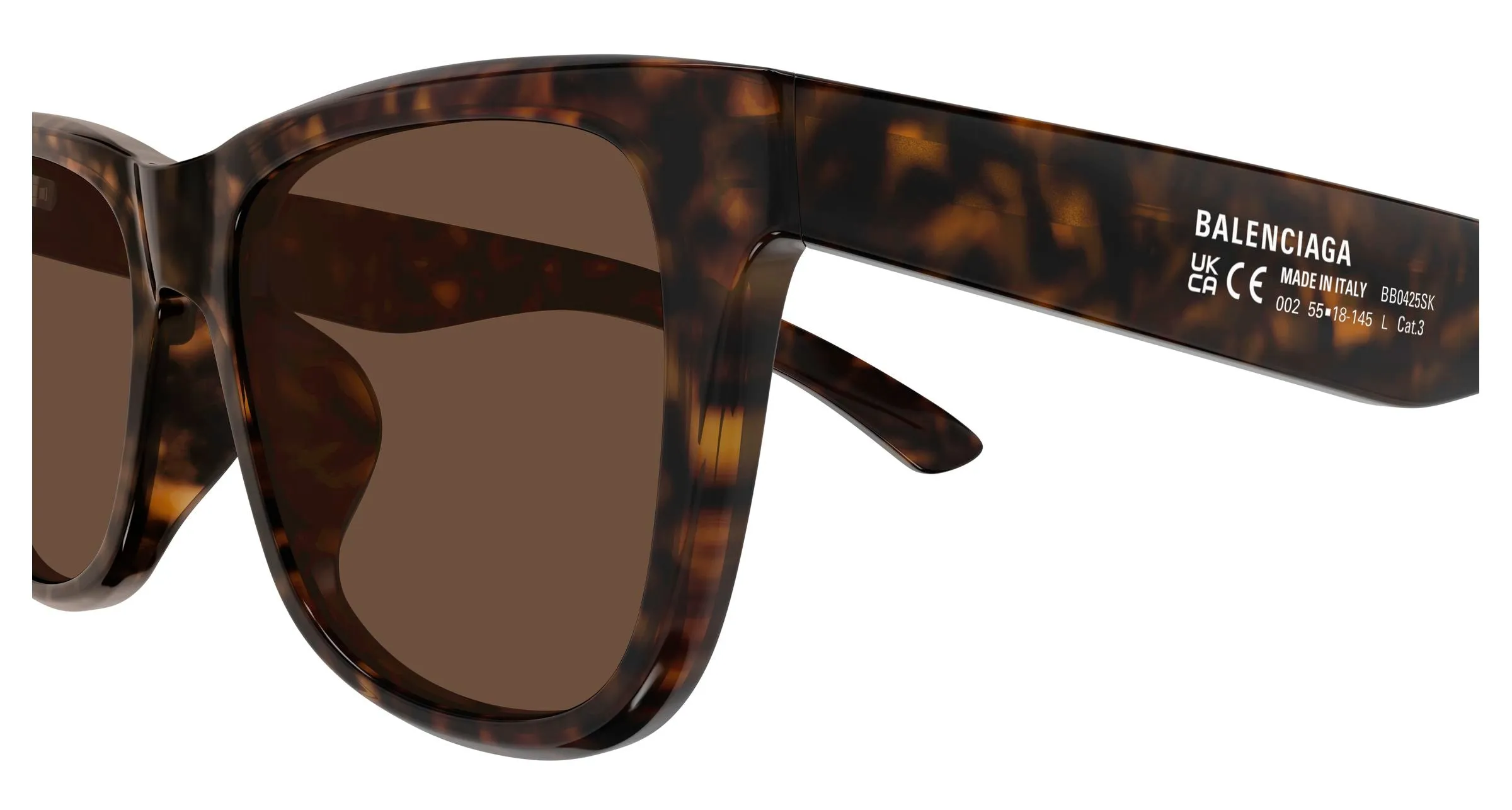 Balenciaga BB0425SK 002 Occhiali da sole Acetato Havana Marrone Squadrata - immagine 3