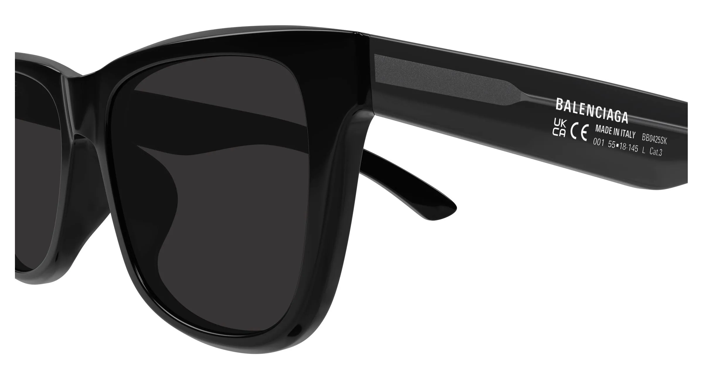 Balenciaga BB0425SK 001 Occhiali da sole Acetato Nero Grigio Squadrata - immagine 3