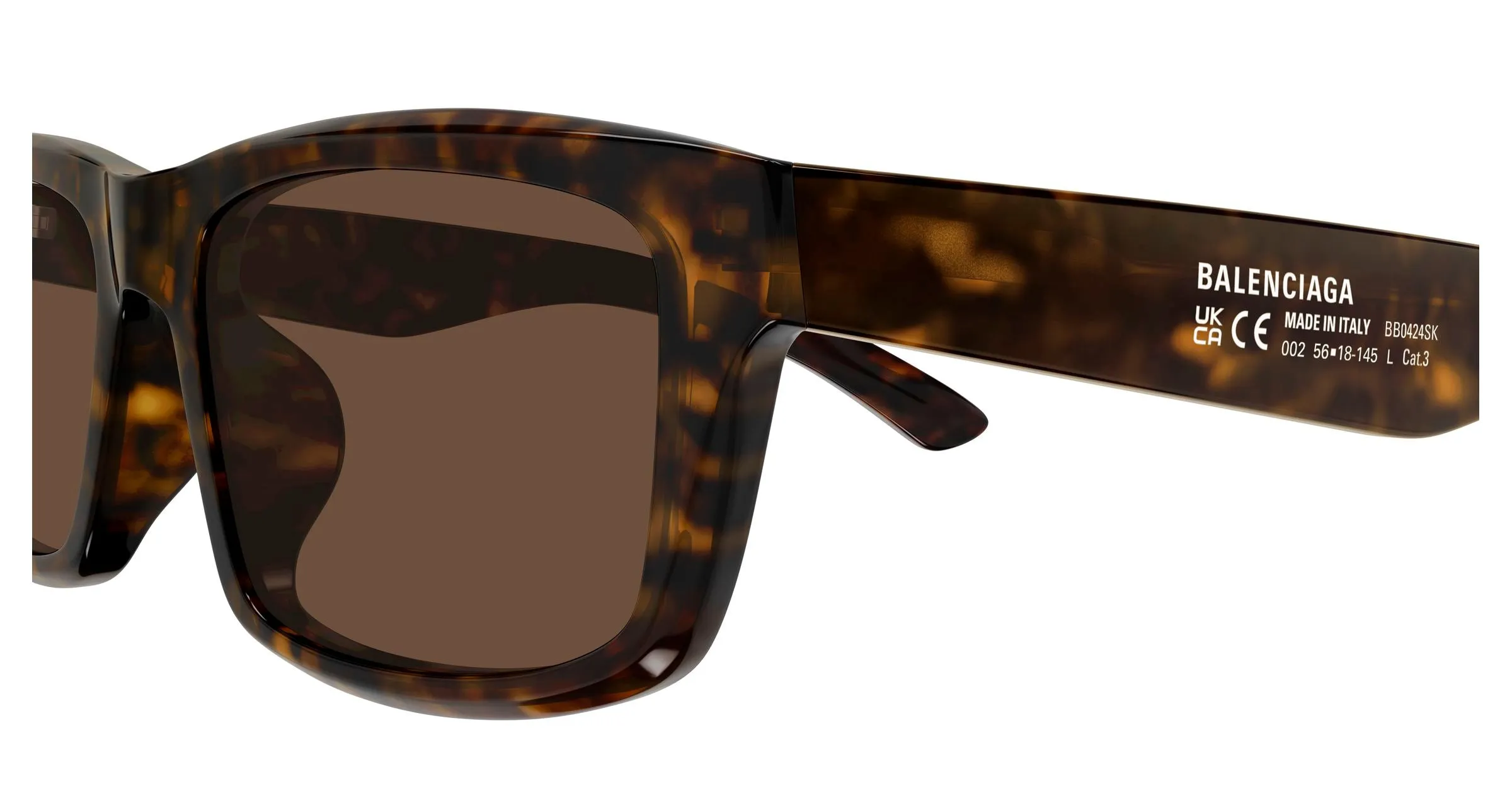 Balenciaga BB0424SK 002 Occhiali da sole Acetato Havana Marrone Squadrata - immagine 3