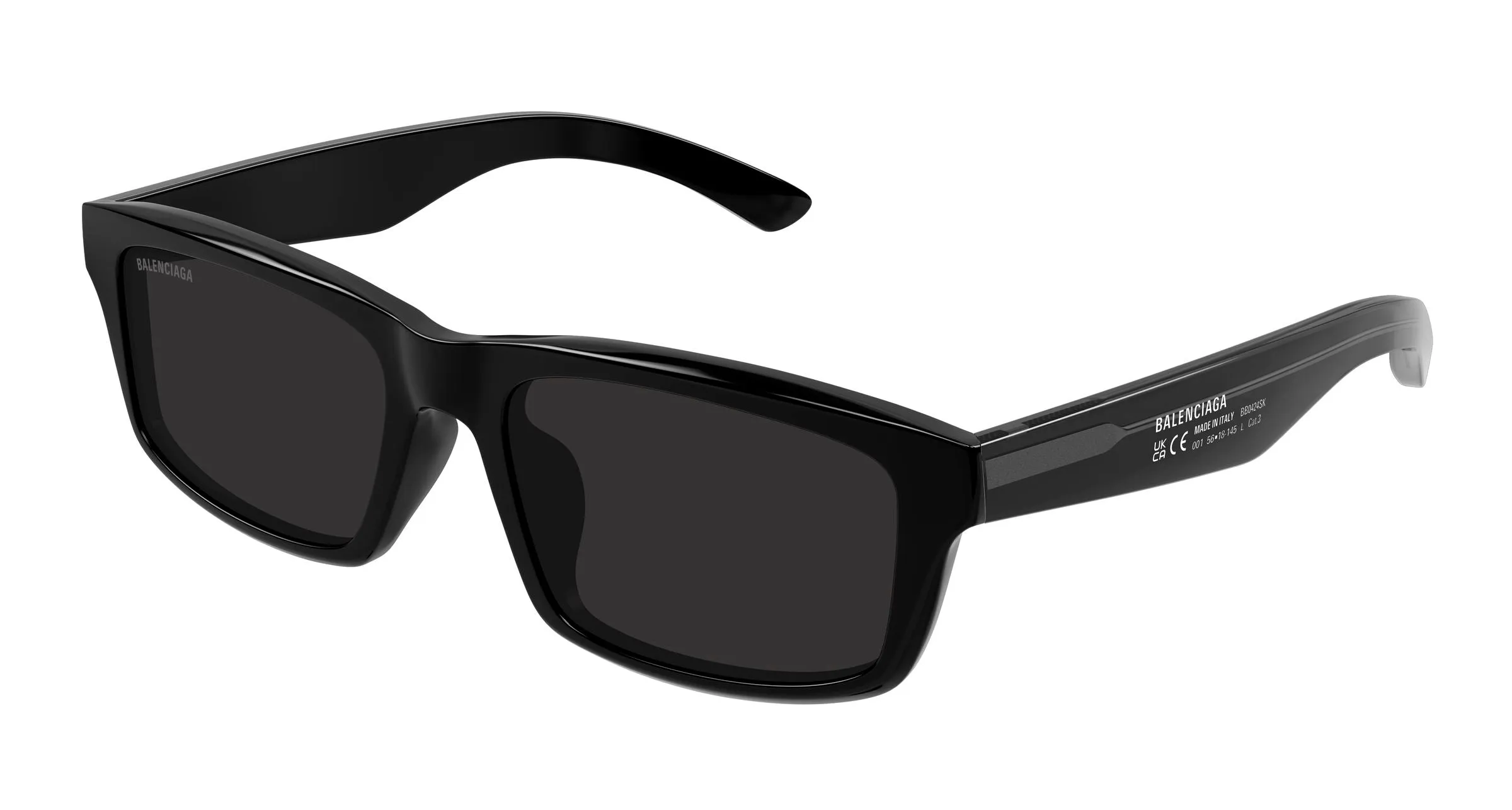 Balenciaga BB0424SK 001 Occhiali da sole Acetato Nero Grigio Squadrata - immagine 1