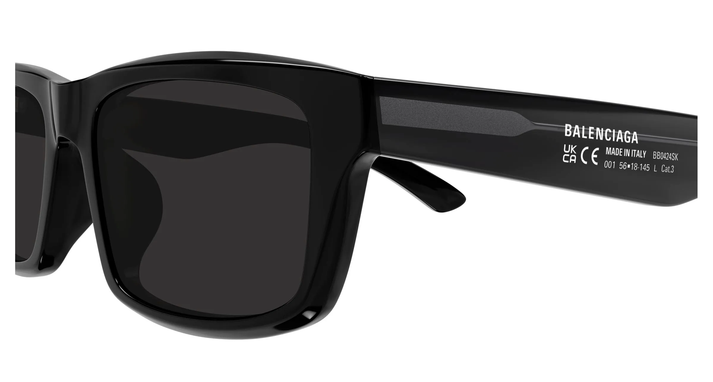Balenciaga BB0424SK 001 Occhiali da sole Acetato Nero Grigio Squadrata - immagine 3