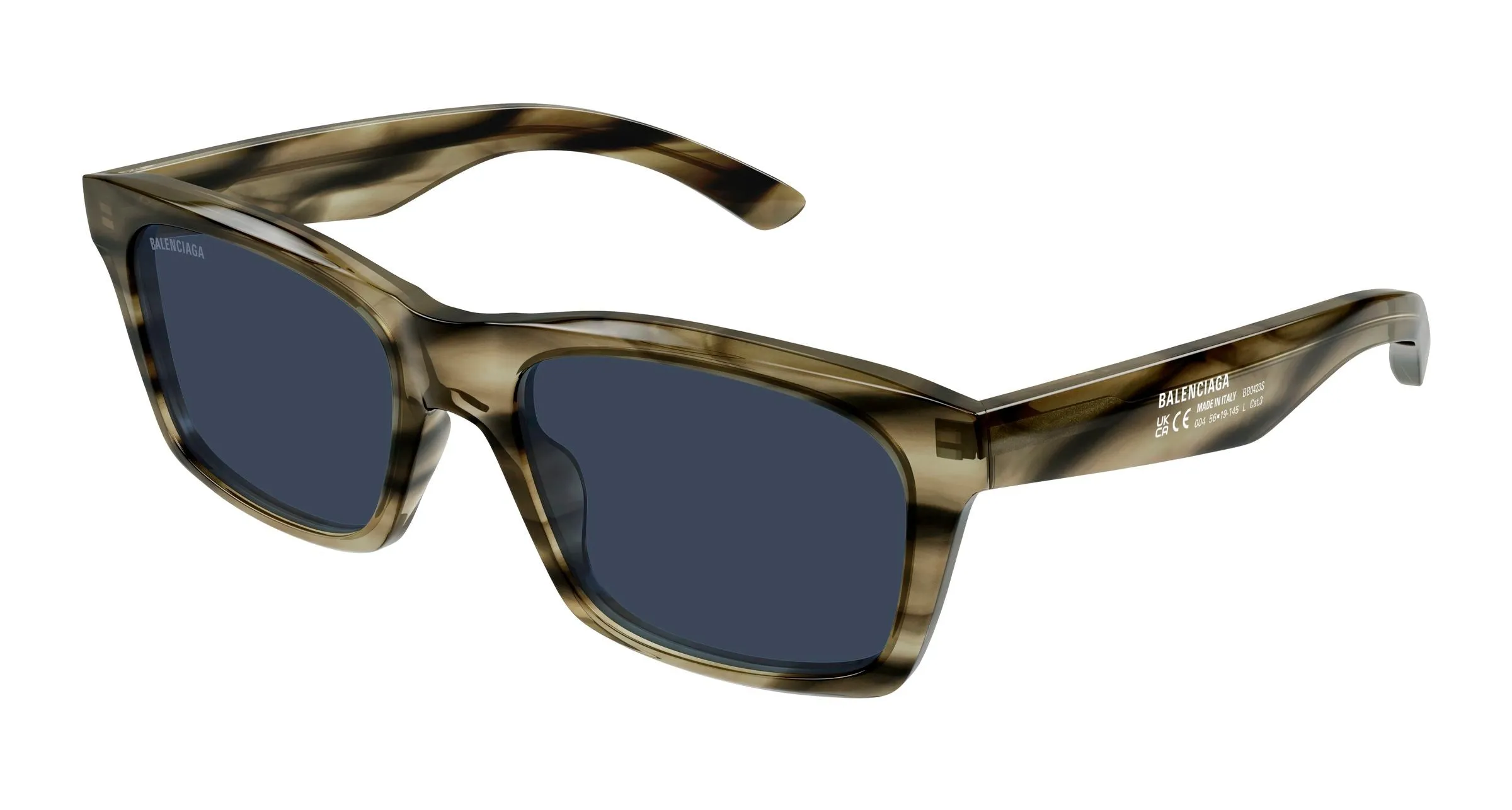 Balenciaga BB0423S 004 Occhiali da sole Acetato Havana Blu Squadrata - immagine 1