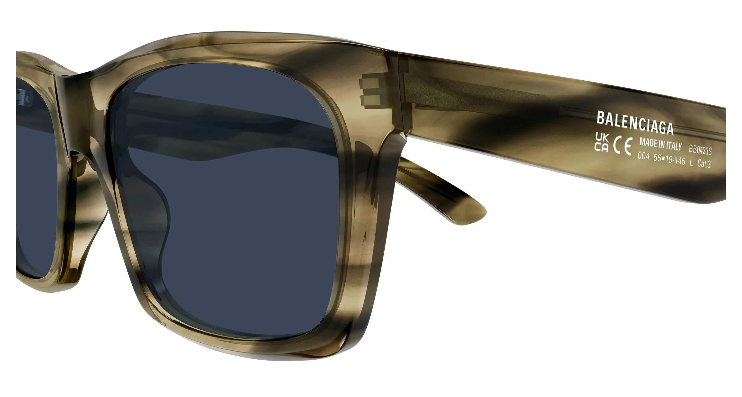 Balenciaga BB0423S 004 Occhiali da sole Acetato Havana Blu Squadrata - immagine 3