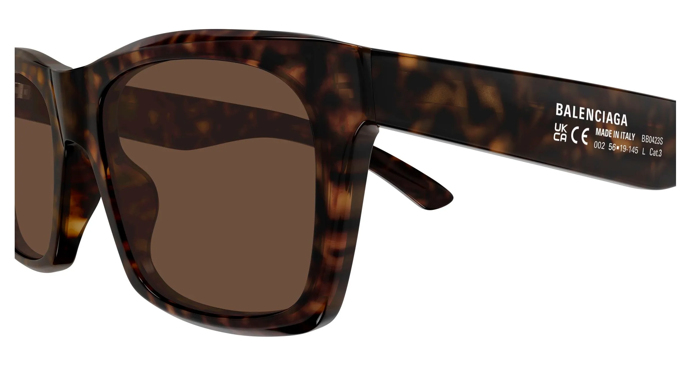 Balenciaga BB0423S 002 Occhiali da sole Acetato Havana Marrone Squadrata - immagine 3