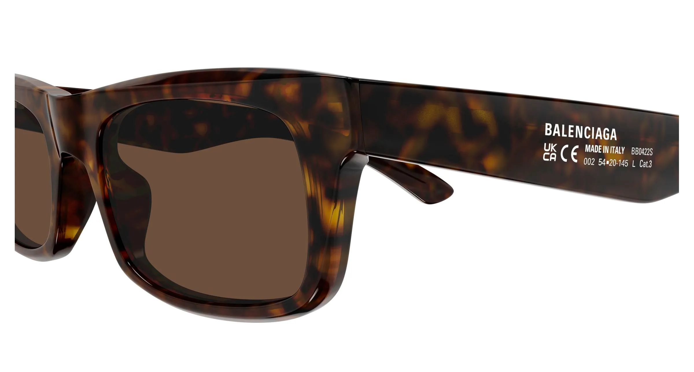 Balenciaga BB0422S 002 Occhiali da sole Acetato Havana Marrone Squadrata - immagine 3