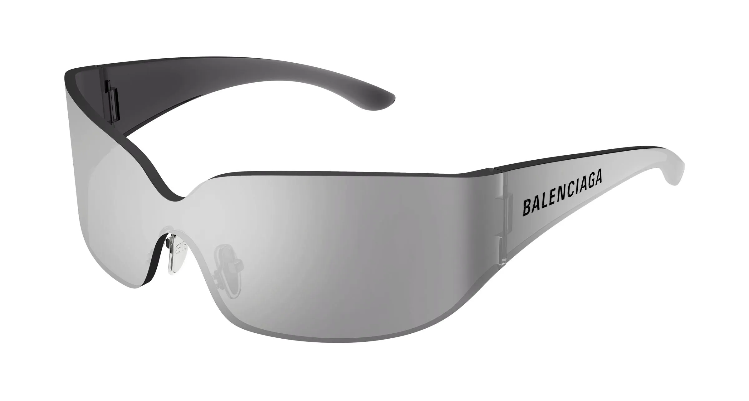 Balenciaga BB0421S 005 Occhiali da sole Acetato Argento Argento Maschera - immagine 1
