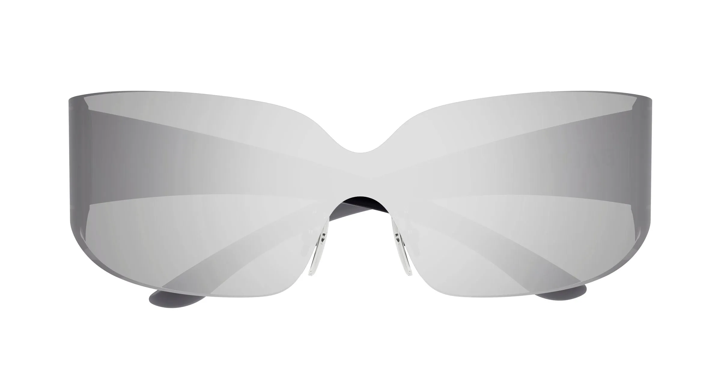 Balenciaga BB0421S 005 Occhiali da sole Acetato Argento Argento Maschera - immagine 2