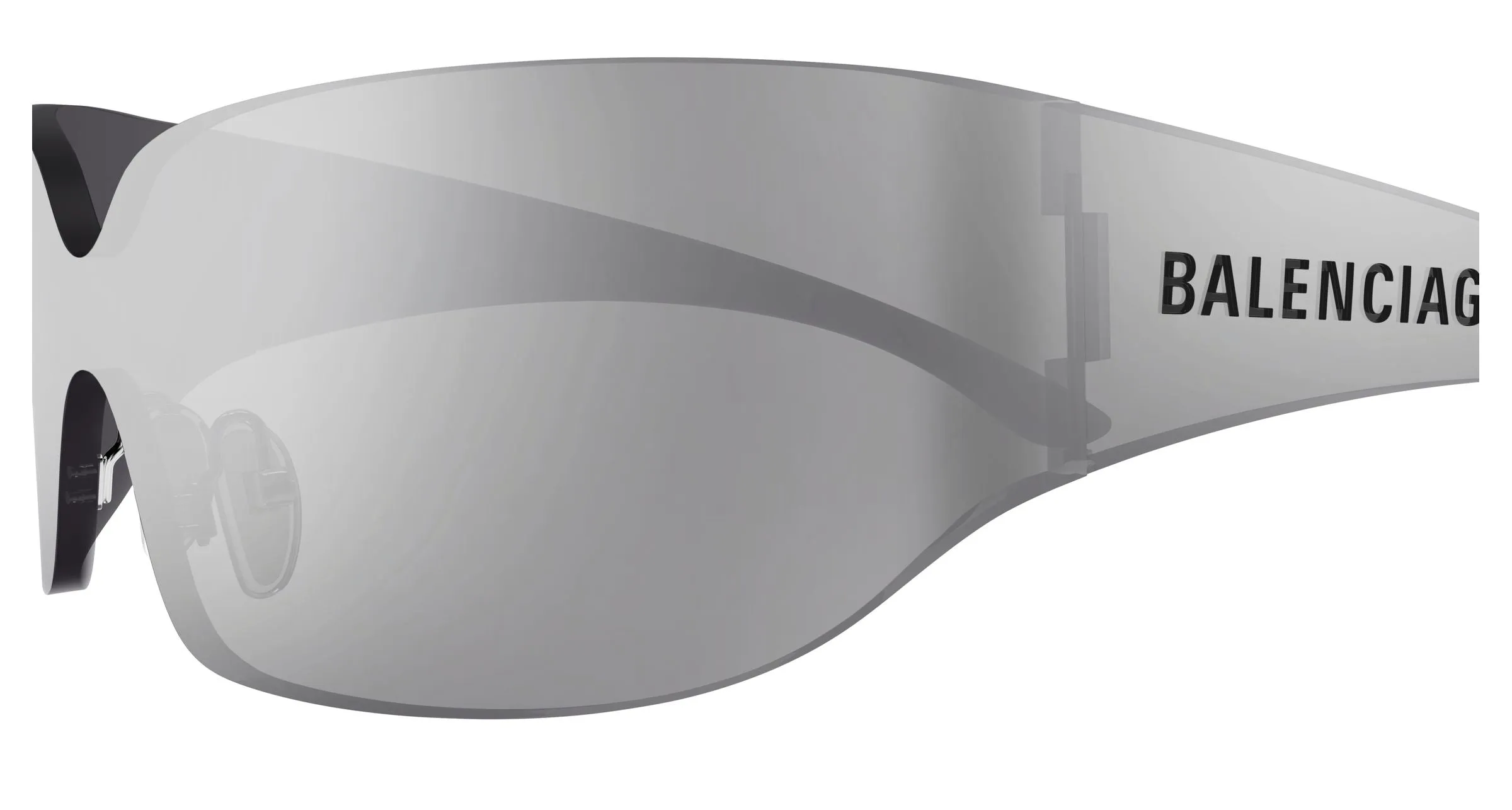 Balenciaga BB0421S 005 Occhiali da sole Acetato Argento Argento Maschera - immagine 3