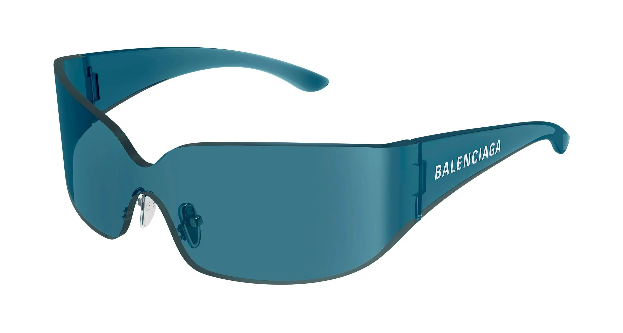Balenciaga BB0421S 003 Occhiali da sole Acetato Blu Blu Maschera - immagine 1