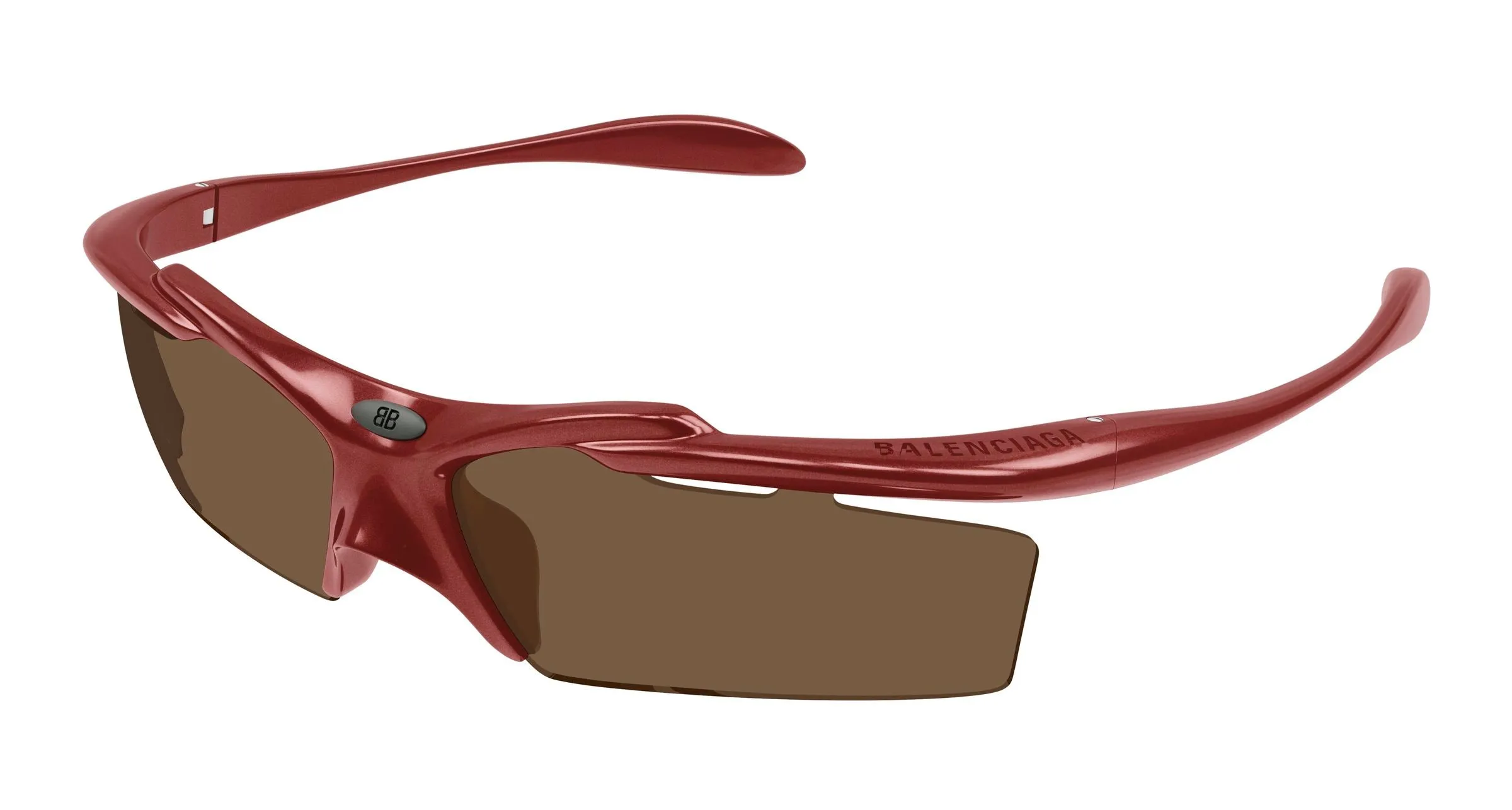 Balenciaga BB0420S 003 Occhiali da sole Acetato Rosso Marrone Geometrica - immagine 1