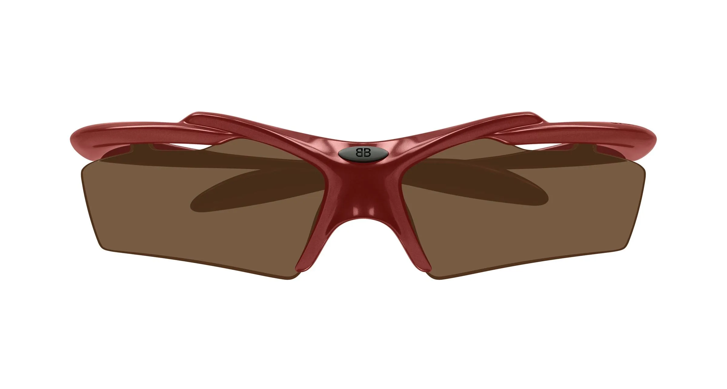 Balenciaga BB0420S 003 Occhiali da sole Acetato Rosso Marrone Geometrica - immagine 2