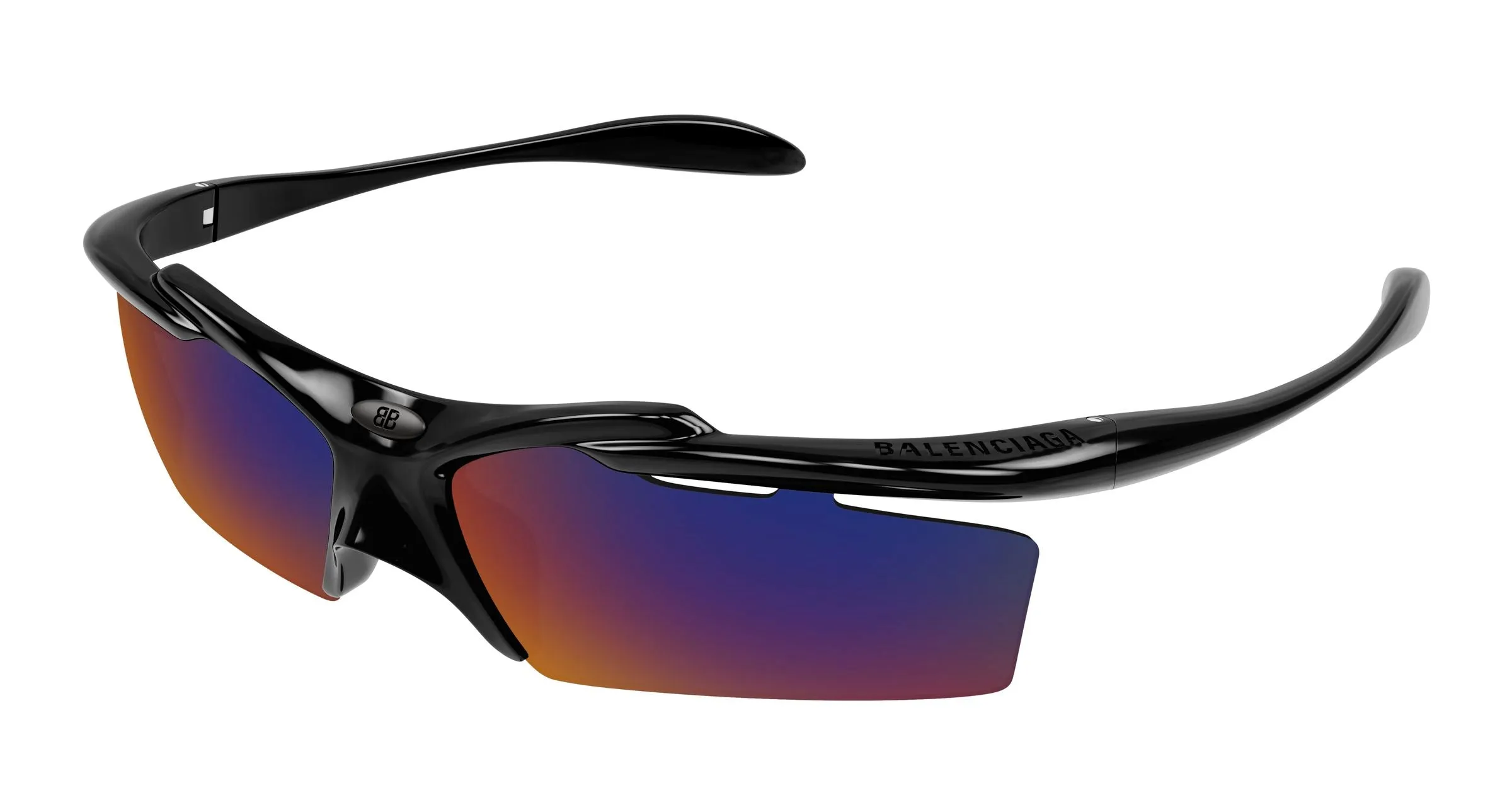 Balenciaga BB0420S 002 Occhiali da sole Acetato Nero Viola Geometrica - immagine 1