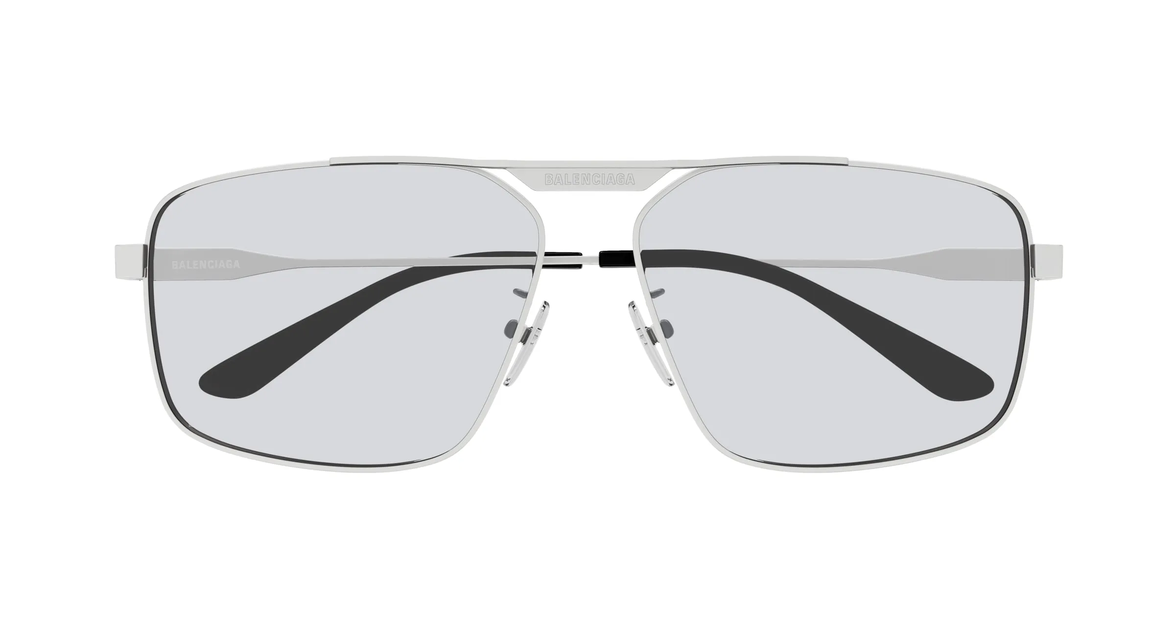 Balenciaga BB0418SK 004 Occhiali da sole Acetato Argento Grigio Pilot - immagine 2