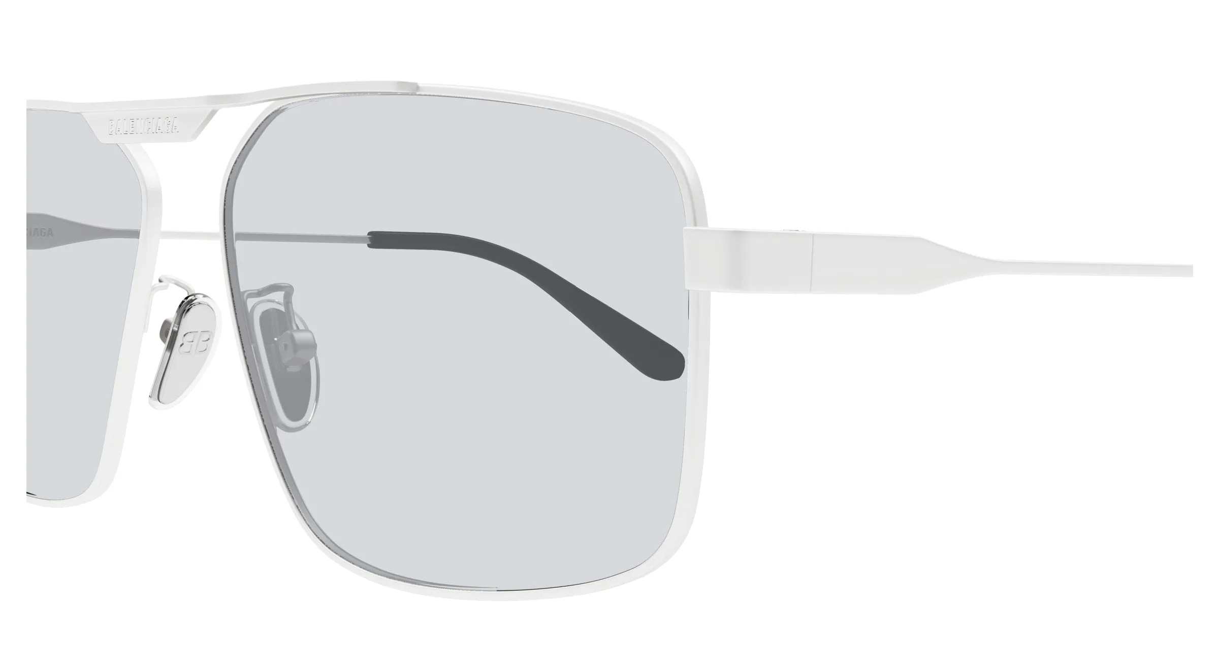 Balenciaga BB0418SK 004 Occhiali da sole Acetato Argento Grigio Pilot - immagine 3