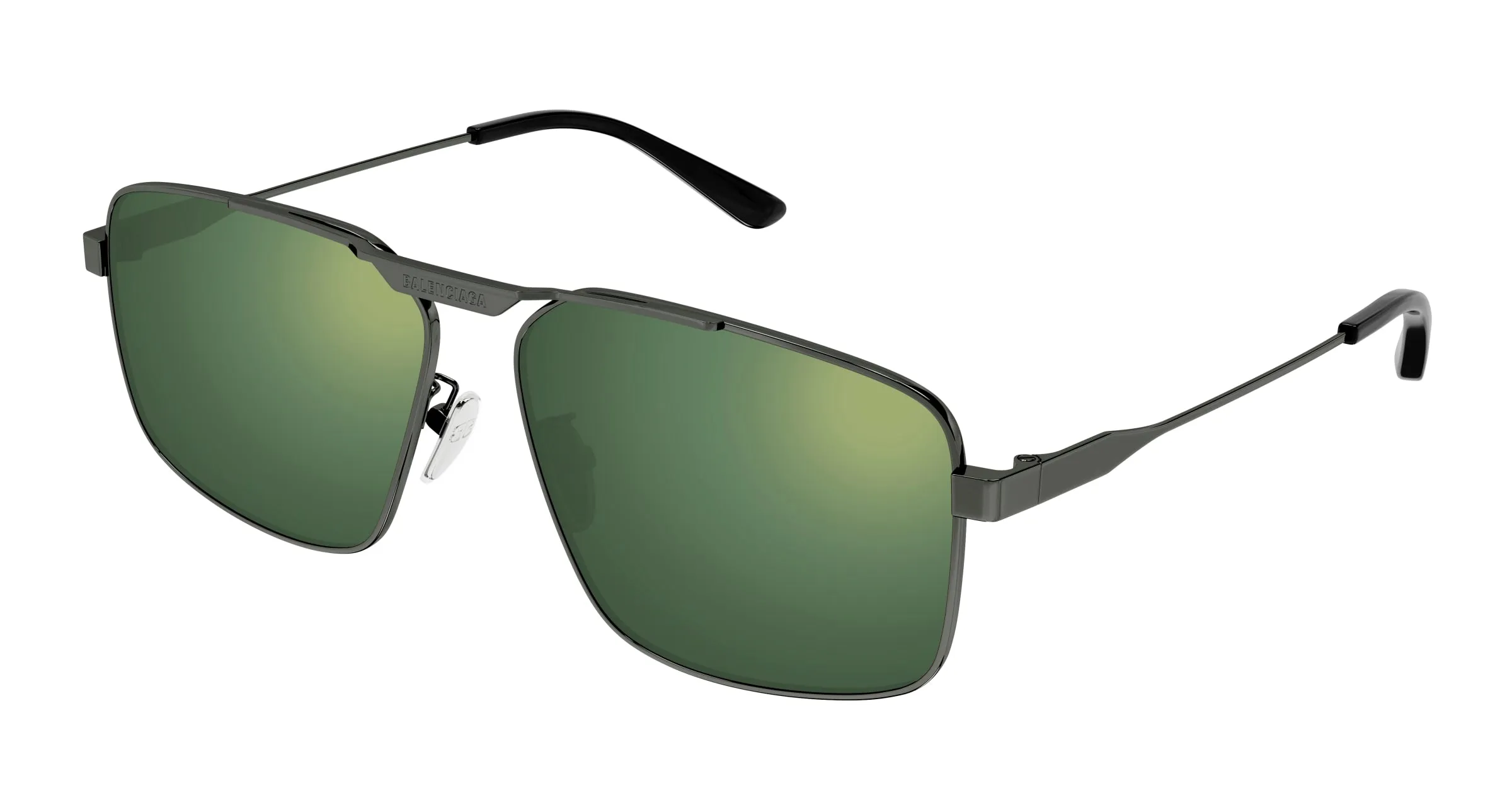 Balenciaga BB0418SK 003 Occhiali da sole Acetato Rutenio Verde Pilot - immagine 1