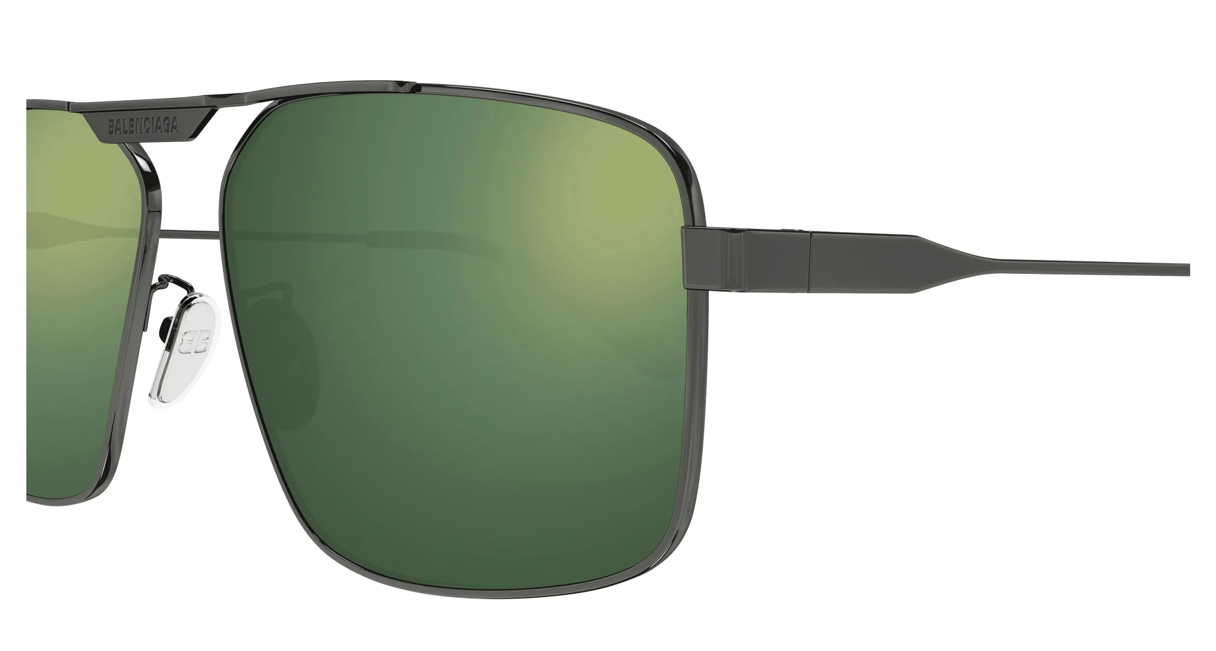 Balenciaga BB0418SK 003 Occhiali da sole Acetato Rutenio Verde Pilot - immagine 3