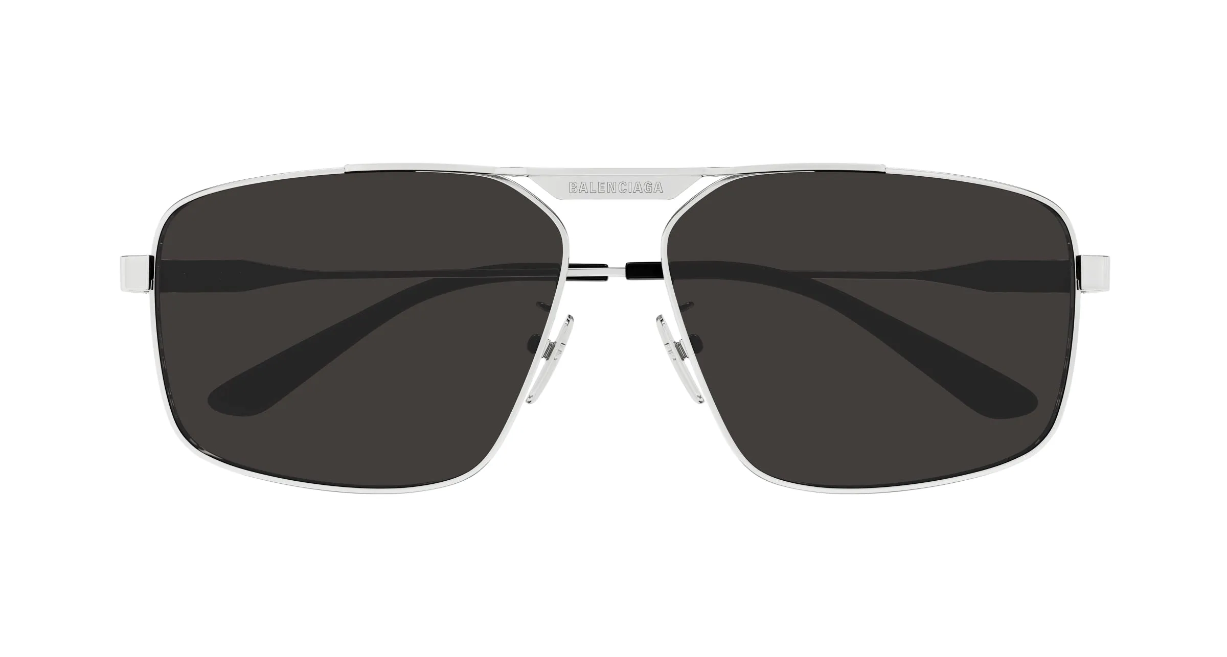 Balenciaga BB0418SK 002 Occhiali da sole Acetato Argento Grigio Pilot - immagine 2