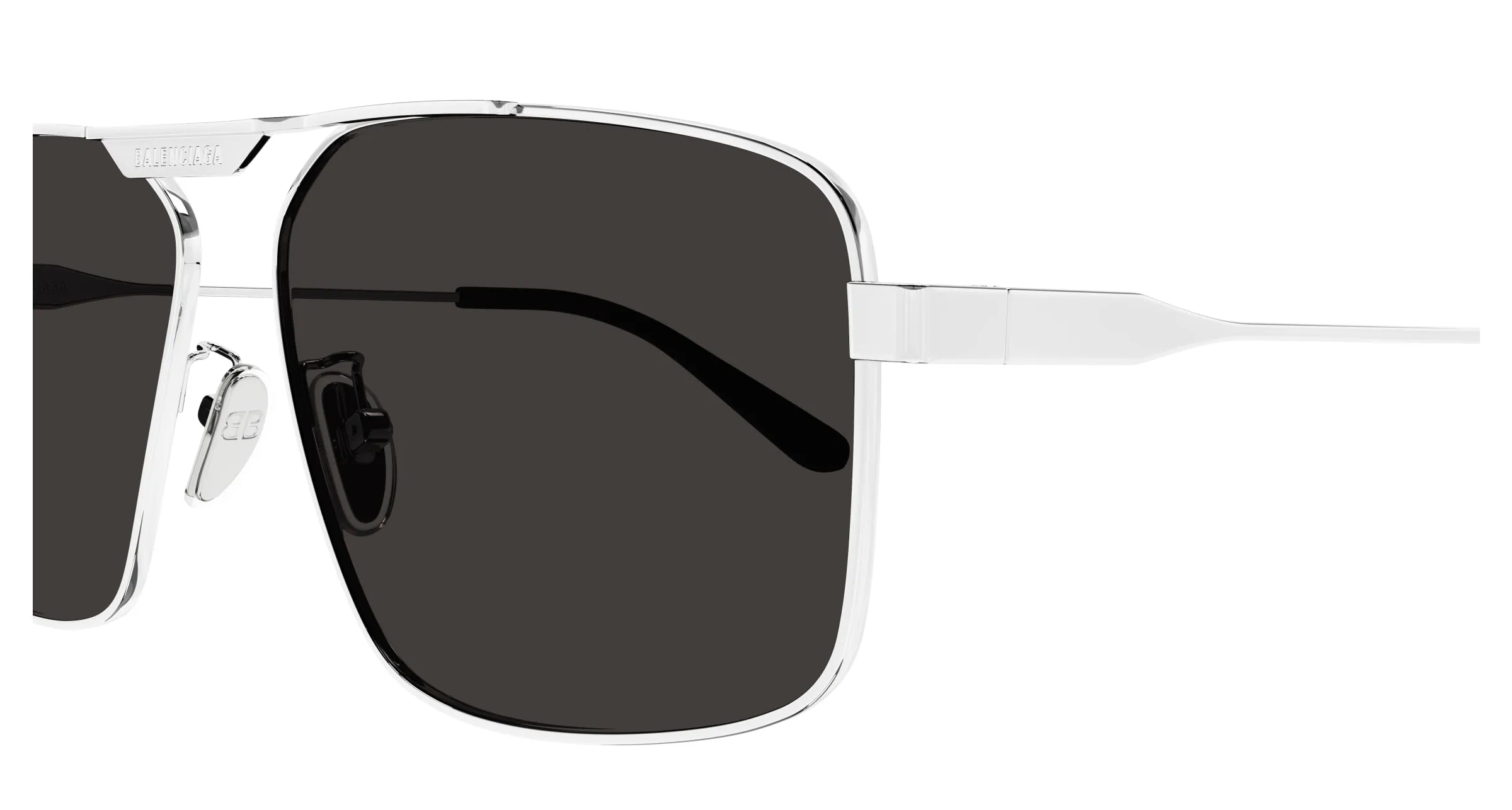 Balenciaga BB0418SK 002 Occhiali da sole Acetato Argento Grigio Pilot - immagine 3