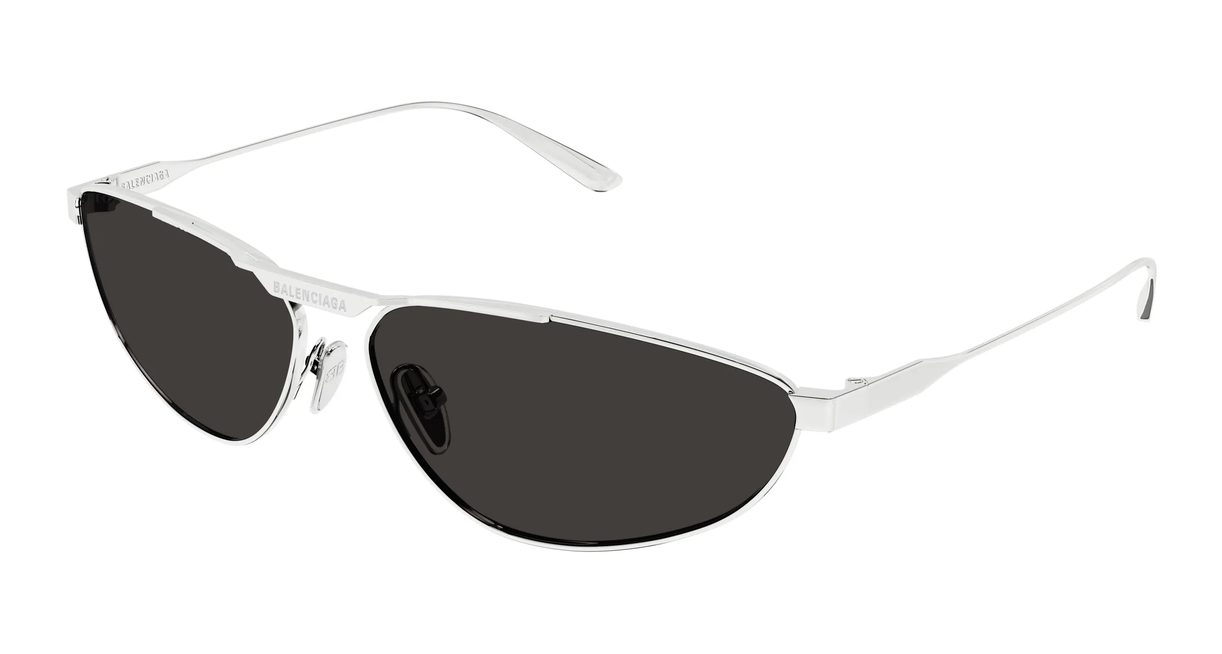 Balenciaga BB0417S 002 Occhiali da sole Acetato Argento Grigio Pilot - immagine 1