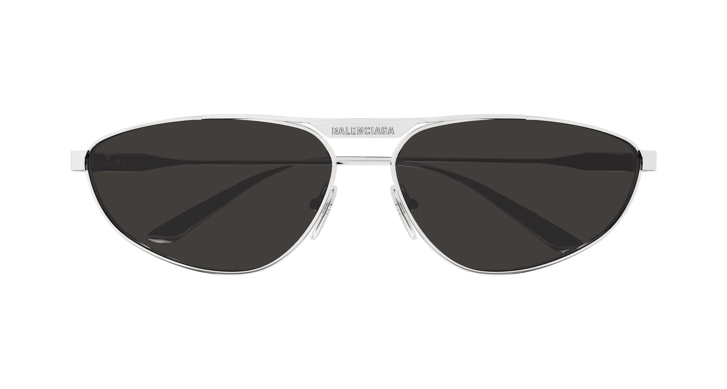 Balenciaga BB0417S 002 Occhiali da sole Acetato Argento Grigio Pilot - immagine 2