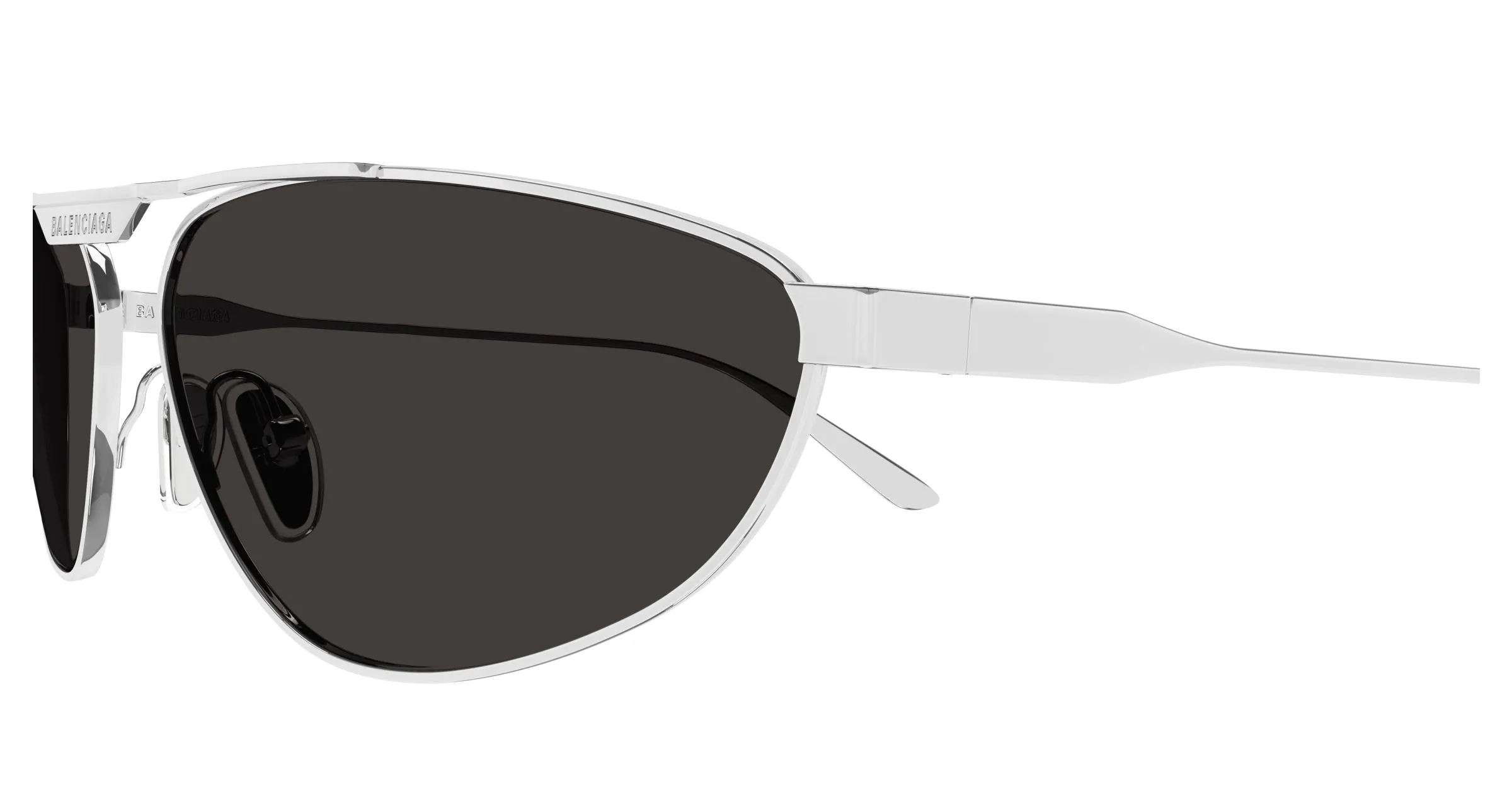 Balenciaga BB0417S 002 Occhiali da sole Acetato Argento Grigio Pilot - immagine 3