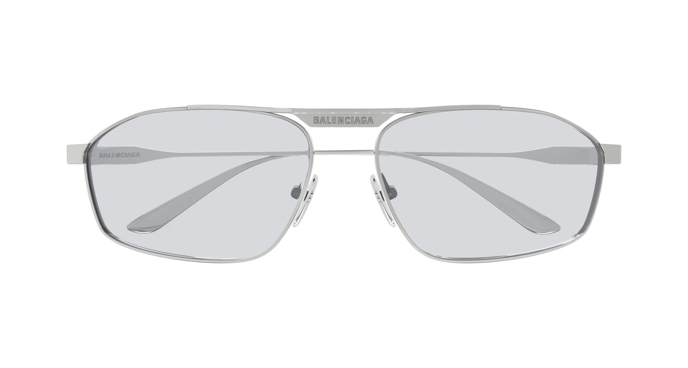Balenciaga BB0416S 004 Occhiali da sole Acetato Argento Grigio Pilot - immagine 2