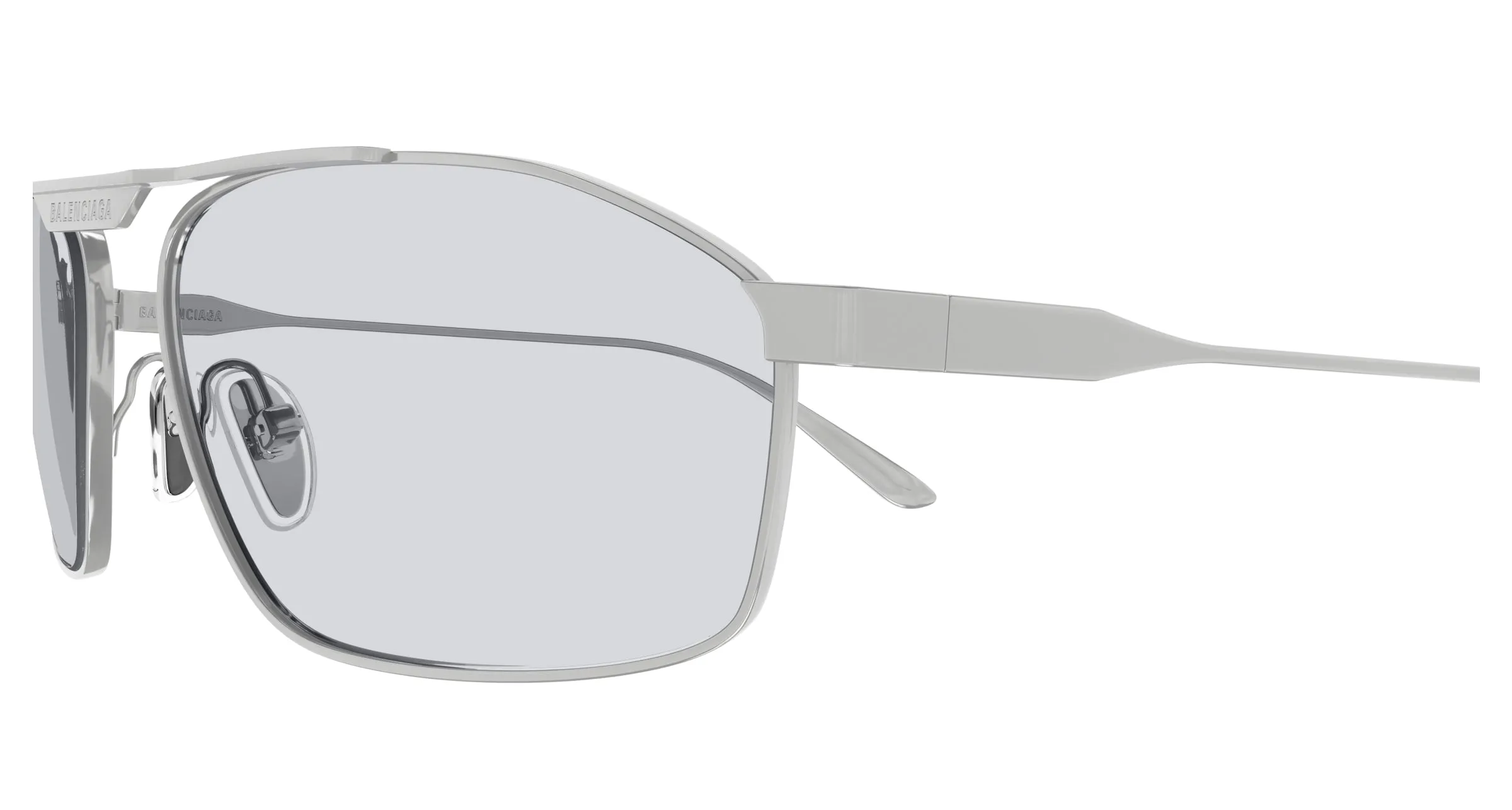 Balenciaga BB0416S 004 Occhiali da sole Acetato Argento Grigio Pilot - immagine 3