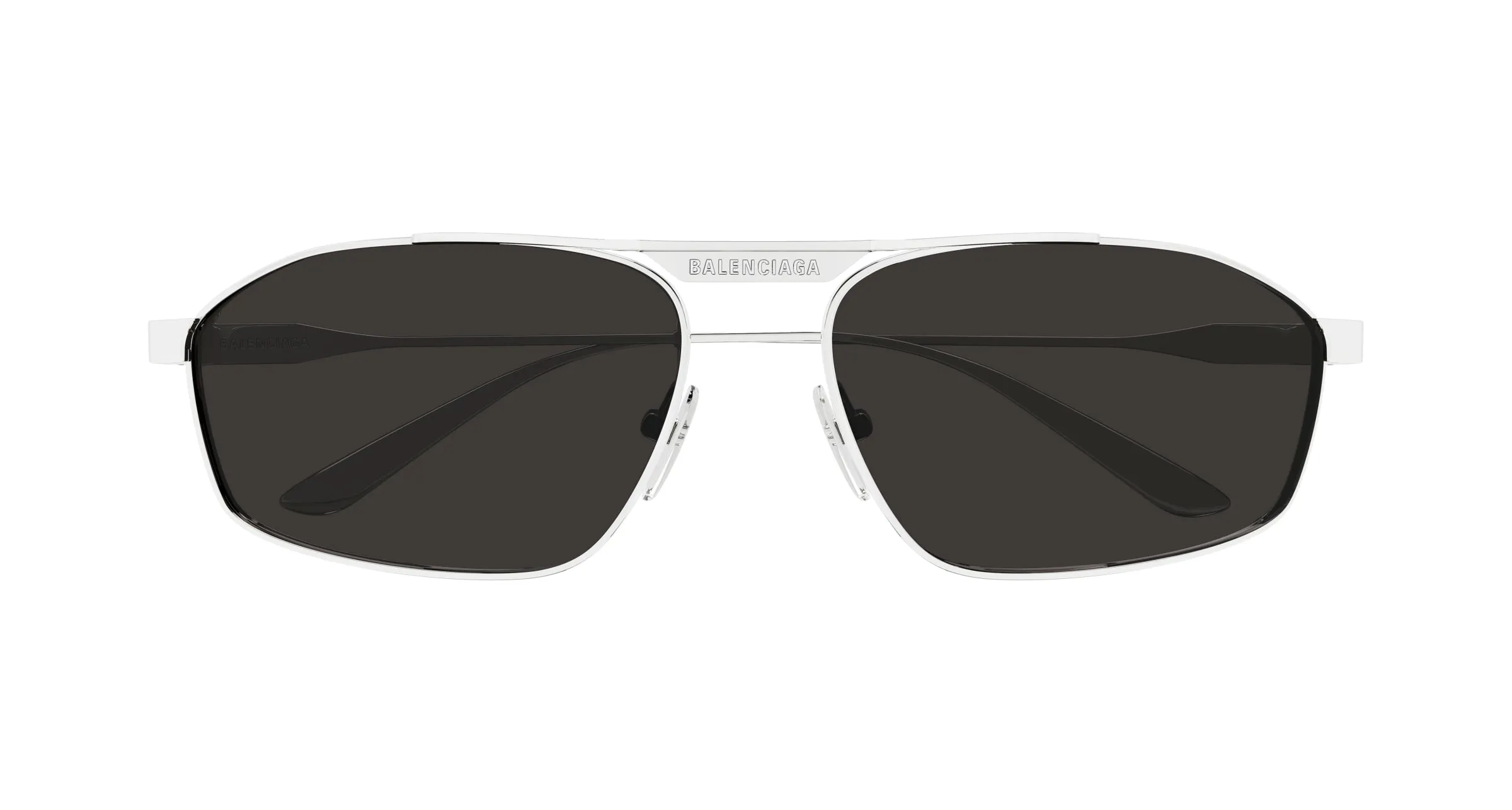 Balenciaga BB0416S 002 Occhiali da sole Acetato Argento Grigio Pilot - immagine 2