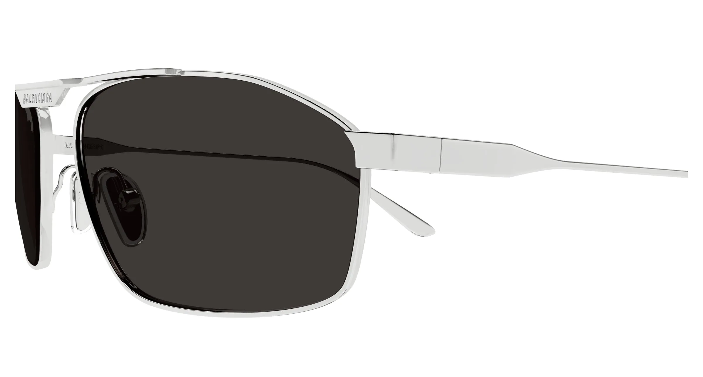 Balenciaga BB0416S 002 Occhiali da sole Acetato Argento Grigio Pilot - immagine 3